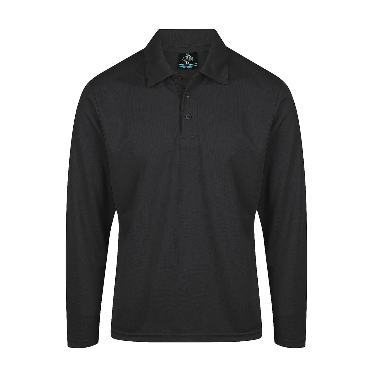 aussie pacific botany mens long sleeve polo in black
