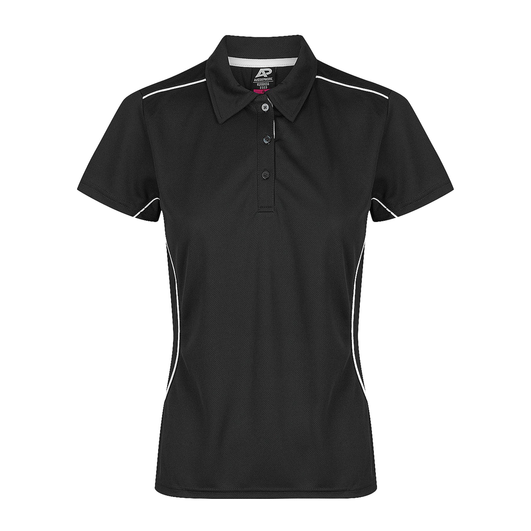 aussie pacific kuranda ladies polo in black white