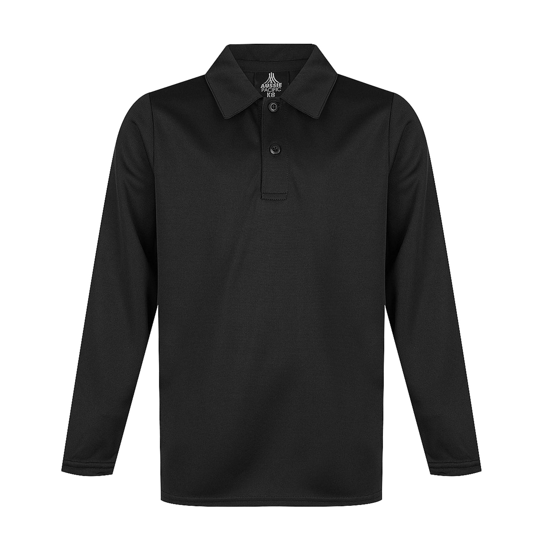 aussie pacific botany kids polo long sleeve in black