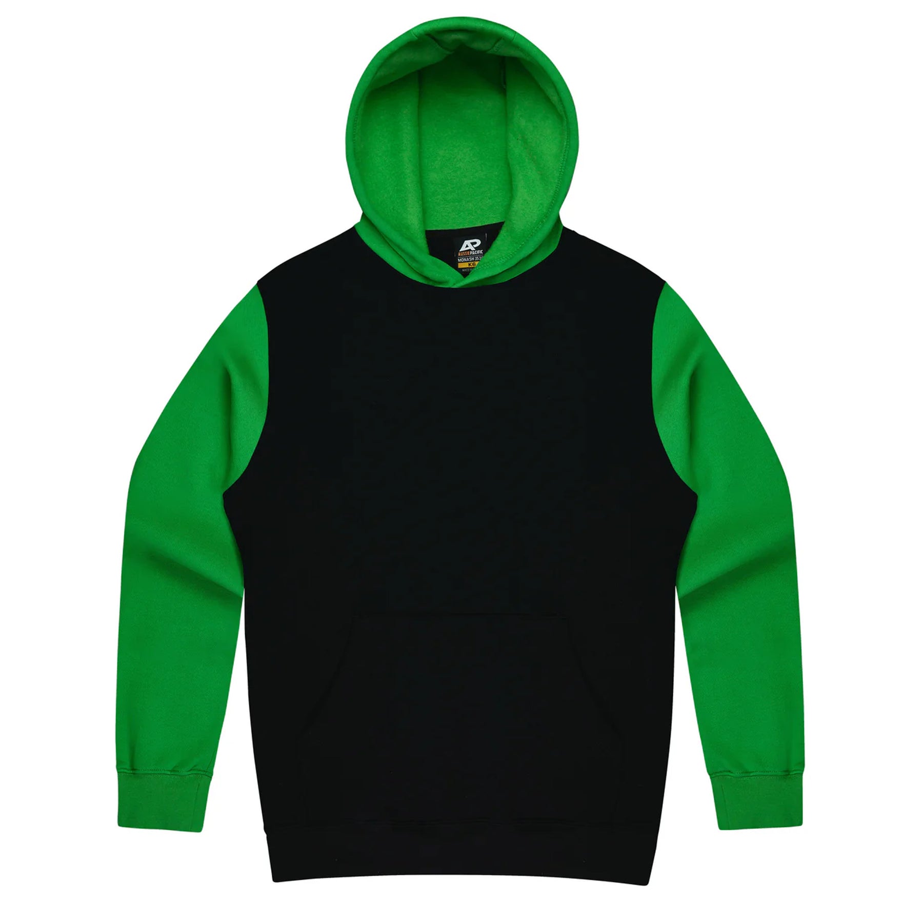 aussie pacific monash kids hoodie in black kawa green