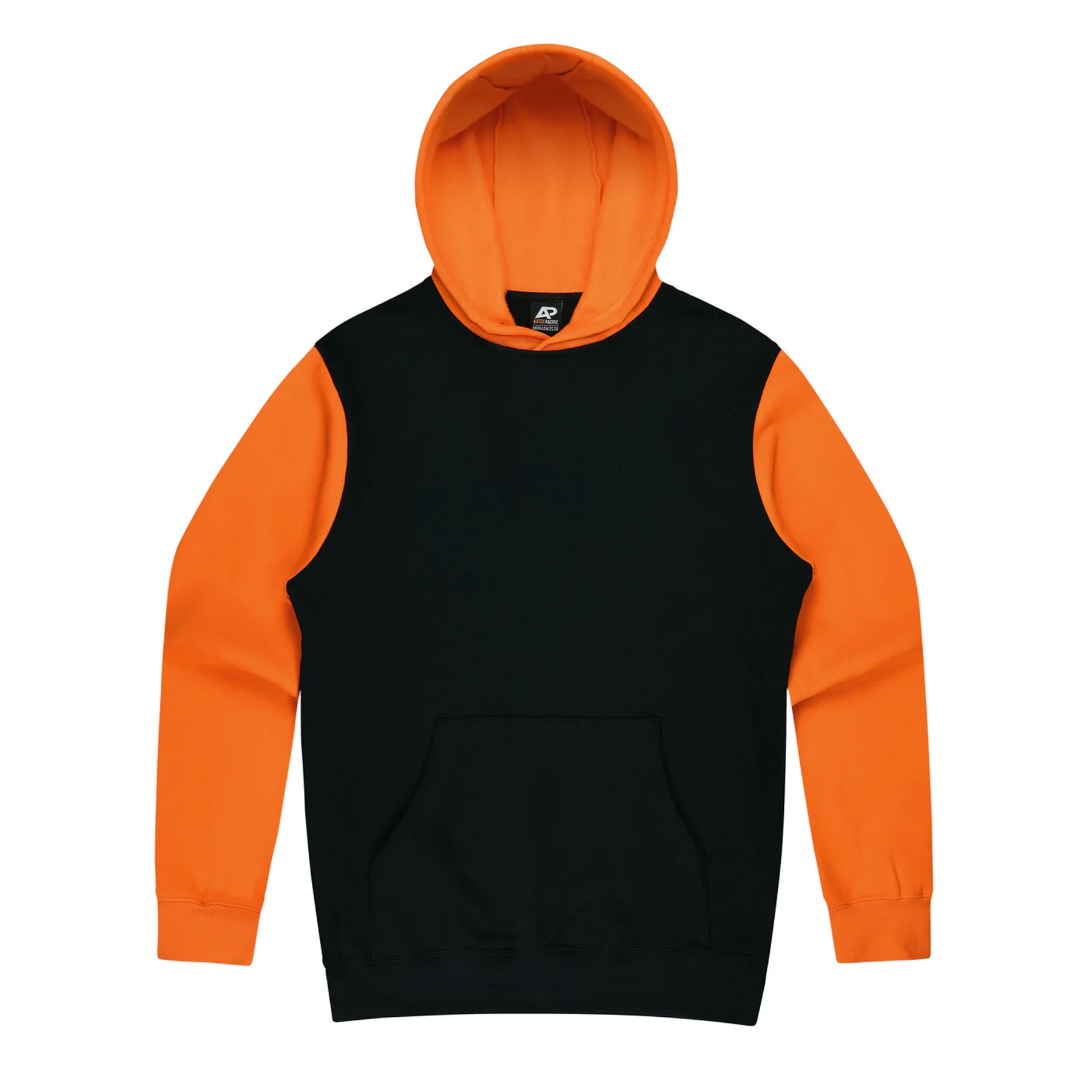 aussie pacific monash kids hoodie in black electric orange