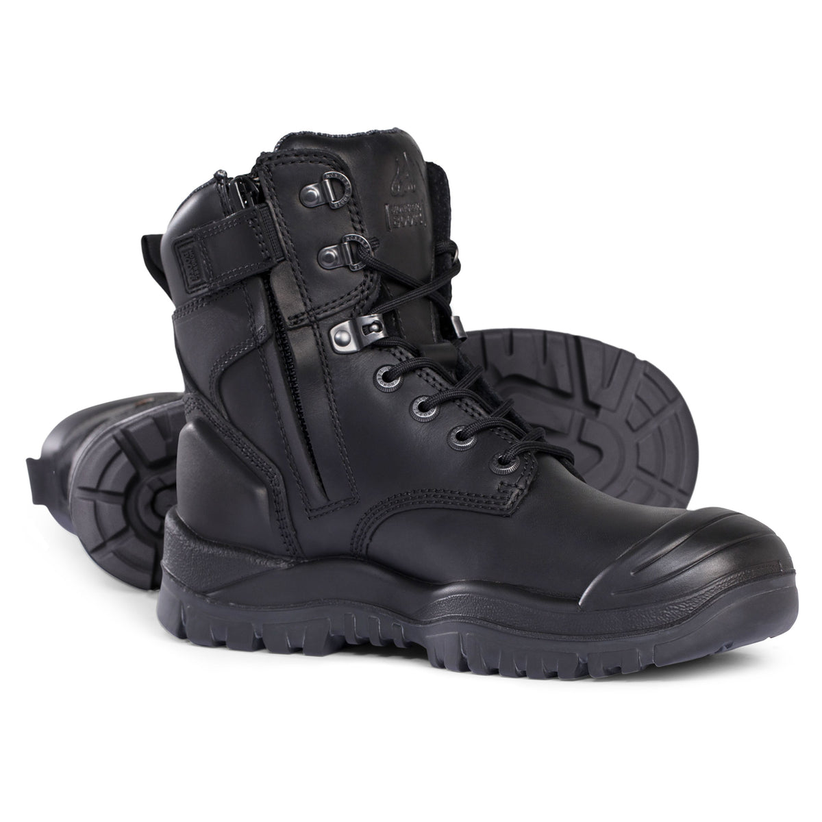 mongrel black high ankle zip sider boot