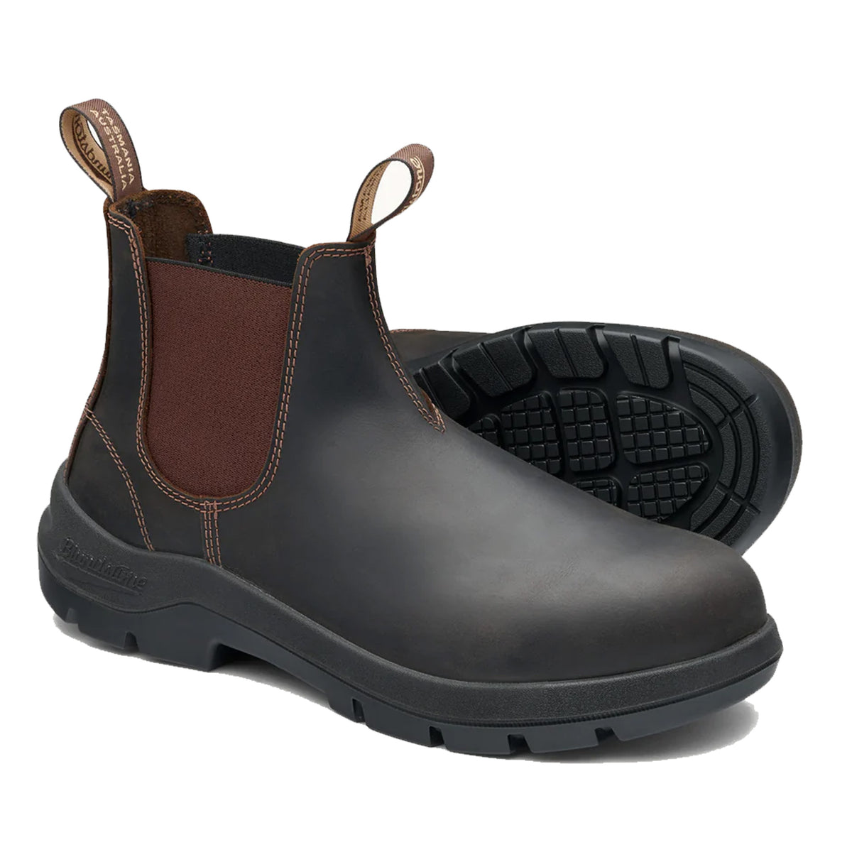 blundstone brown buffalo worklife v-cut elastic side boot