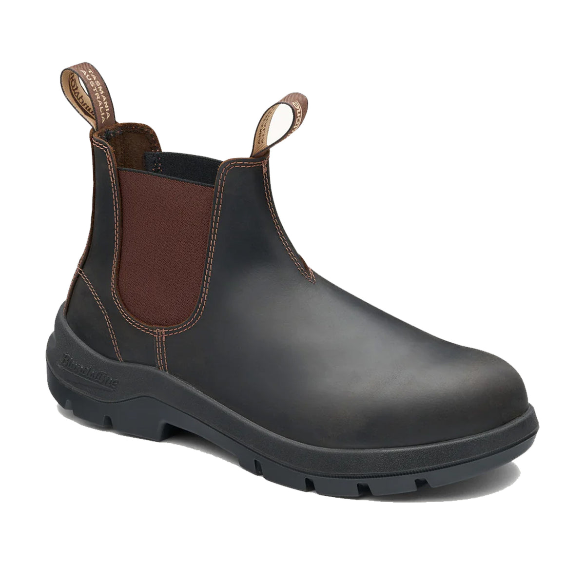 blundstone brown buffalo worklife v-cut elastic side boot