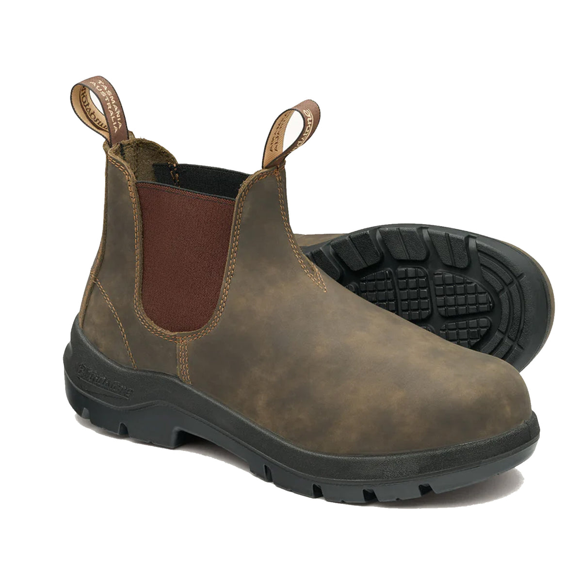 blundstone vcut worklife elastic sided boot in rustic brown