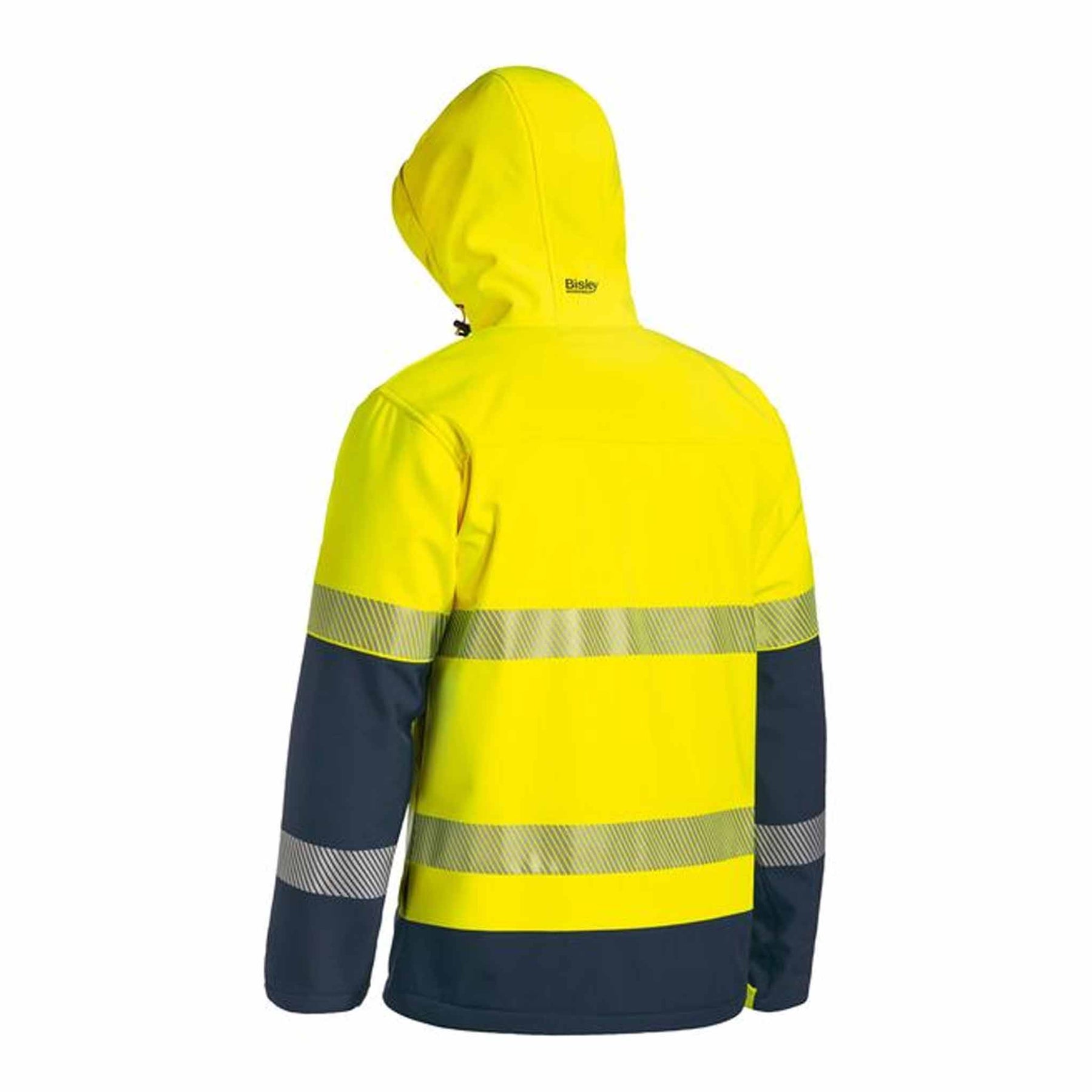 bisley taped hi vis ripstop bonded fleece jacket in yellow navy