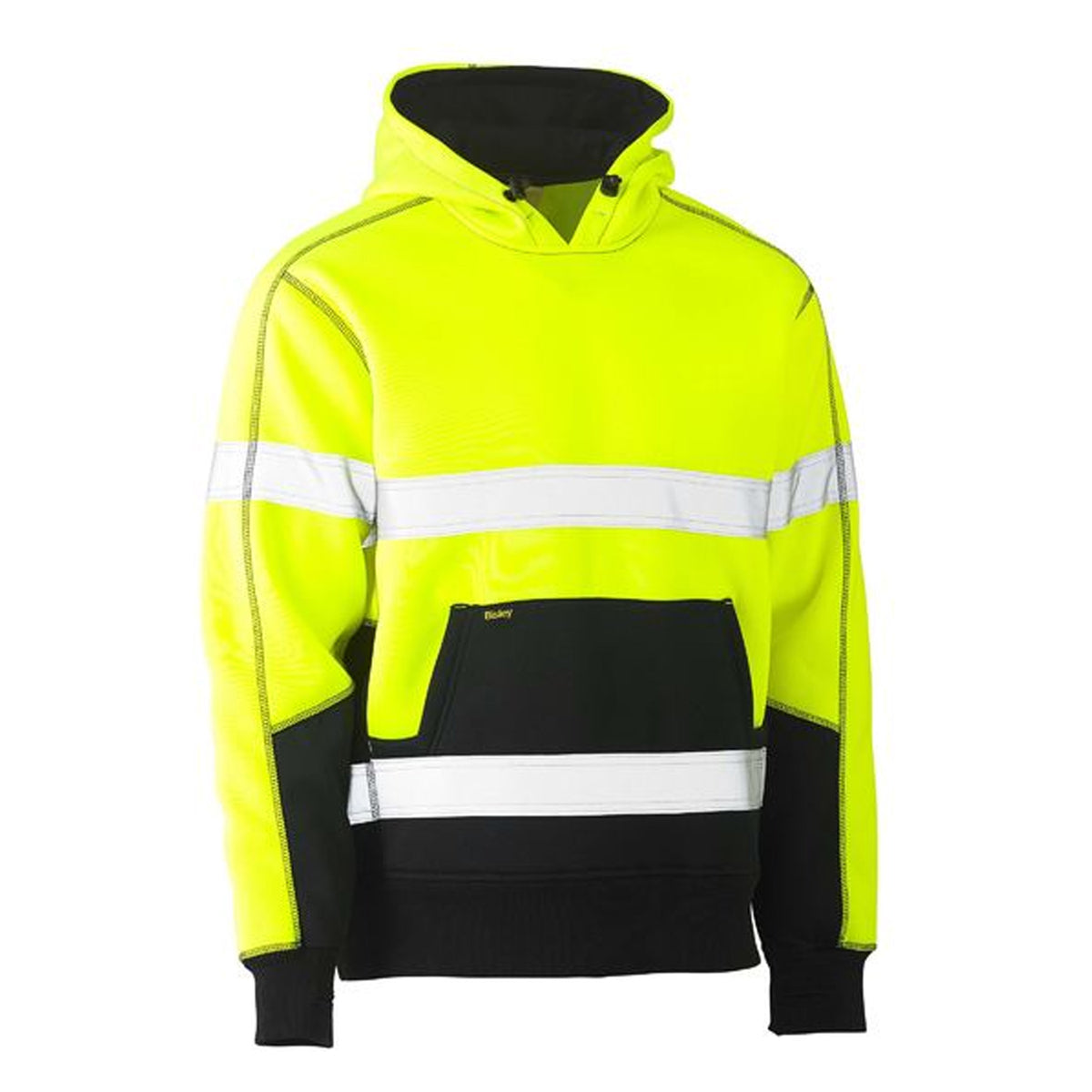 bisley taped two tone fleece hoodie pullover in yellow navy