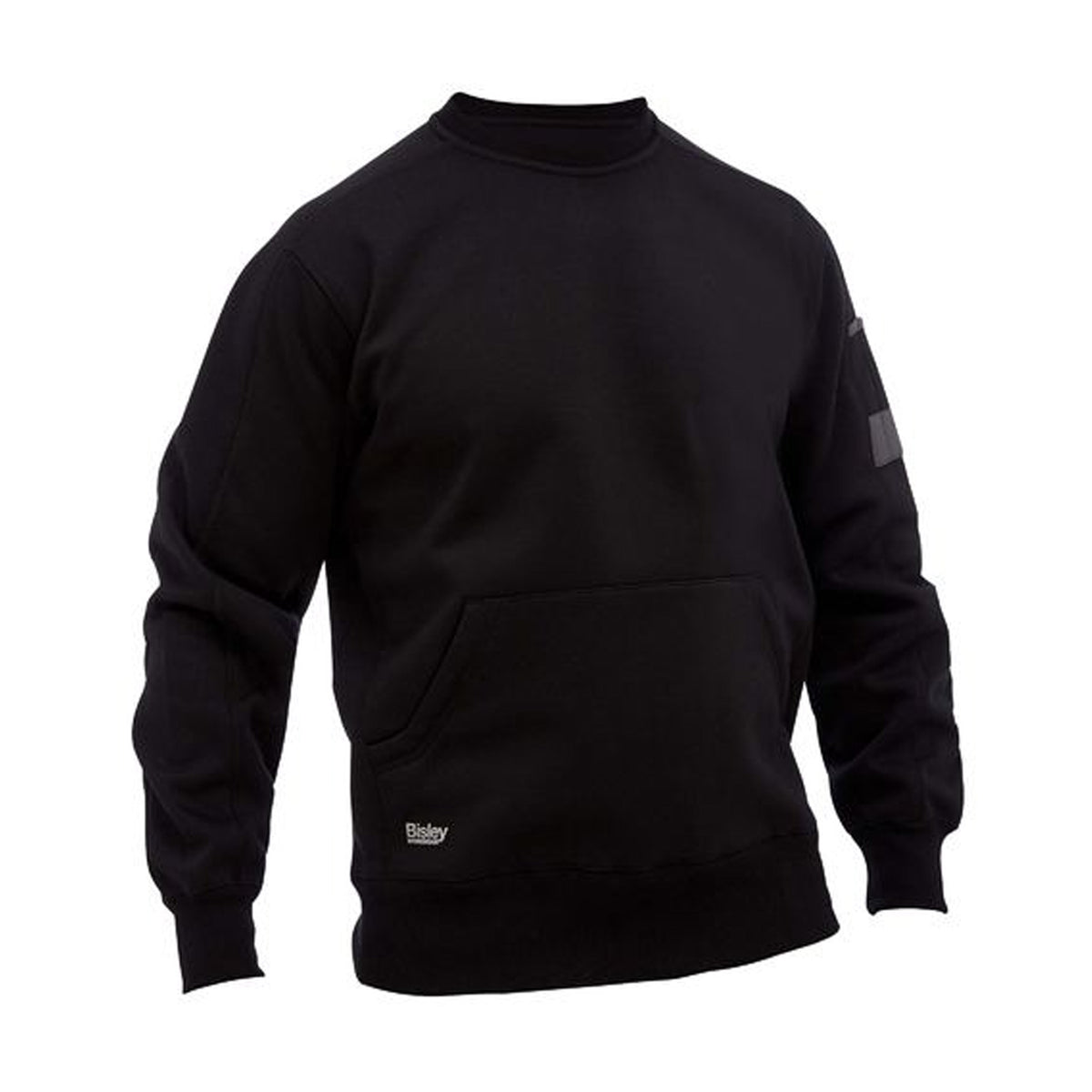 bisley work fleece crew neck jumper in black