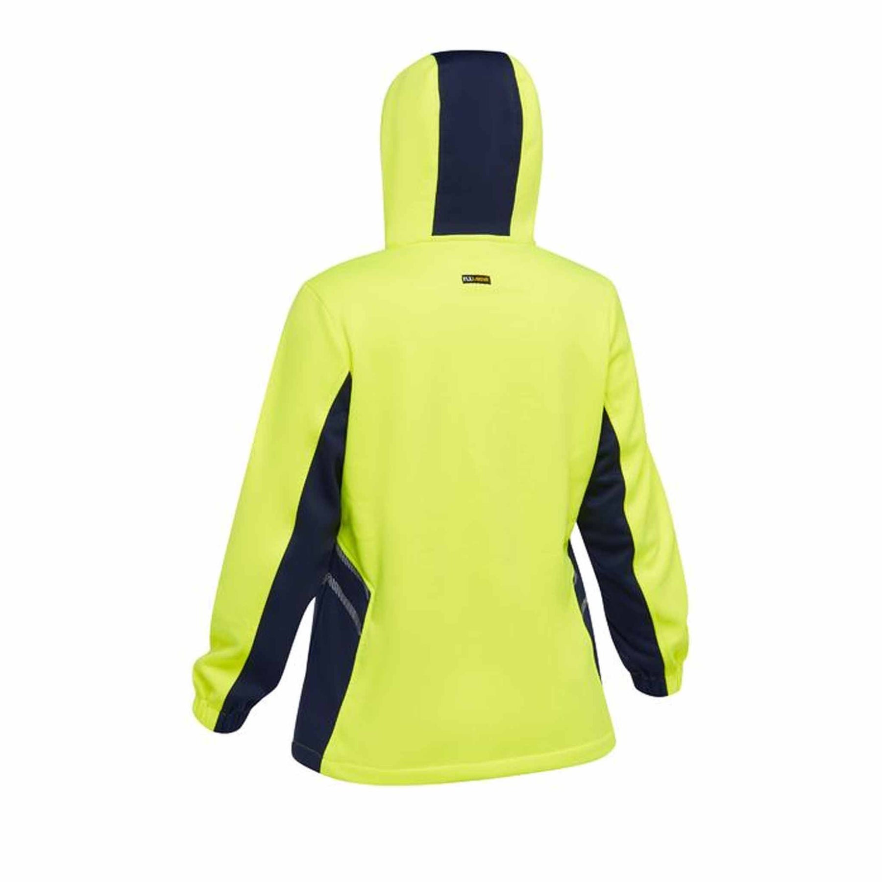 bisley womens hi vis liquid repellent fleece hoodie in yellow navy