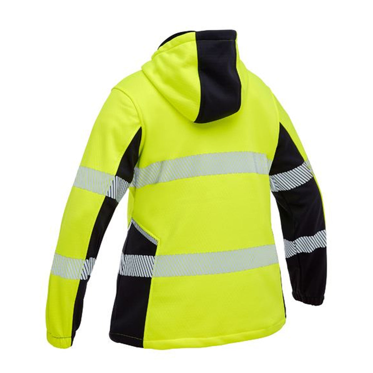 bisley womens flx and move hi vis taped liquid repellent fleece hoodie in yellow navy