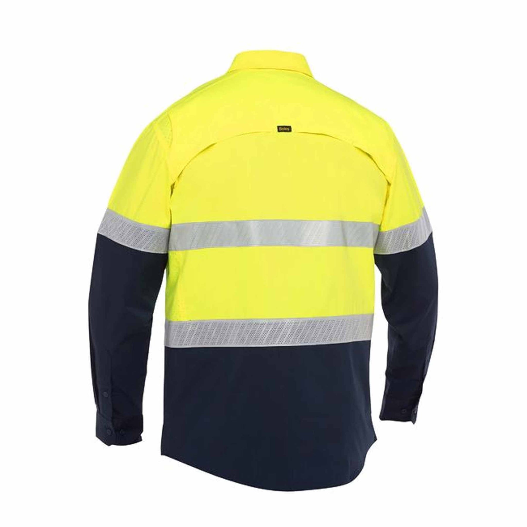 bisley x airflow hi vis taped stretch ripstop shirt in yellow navy