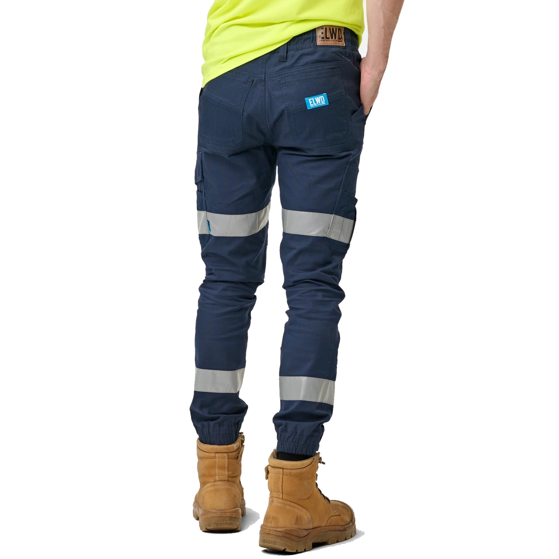 elwd reflective cuffed elastic pant in navy