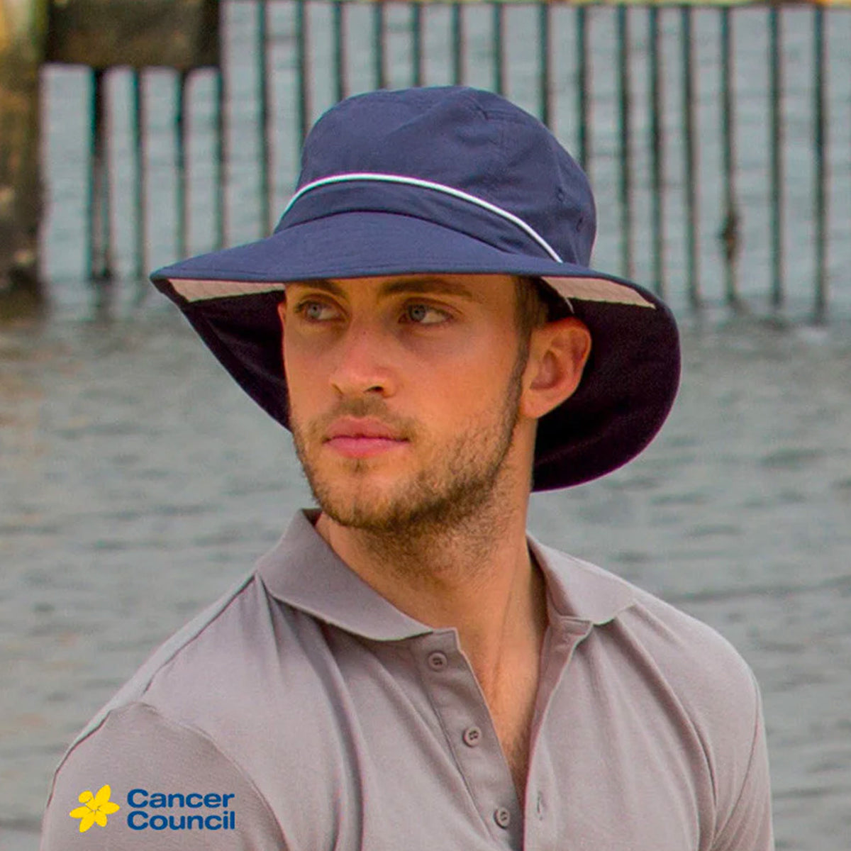 cancer council marvin bucket hat in navy