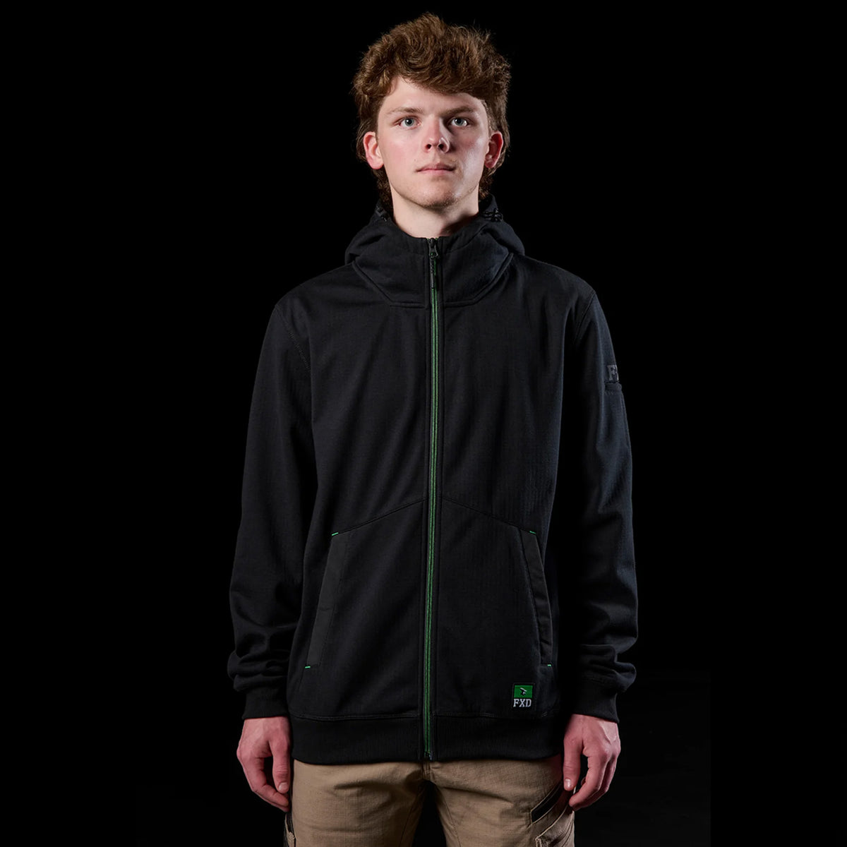 fxd BONDED 3-LAYER MEMBRANE FLEECE ZIP HOODIE in black