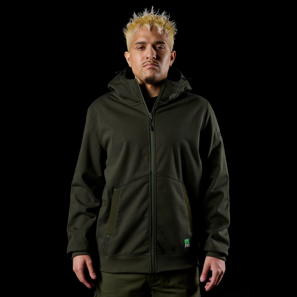 fxd BONDED 3-LAYER MEMBRANE FLEECE ZIP HOODIE in green