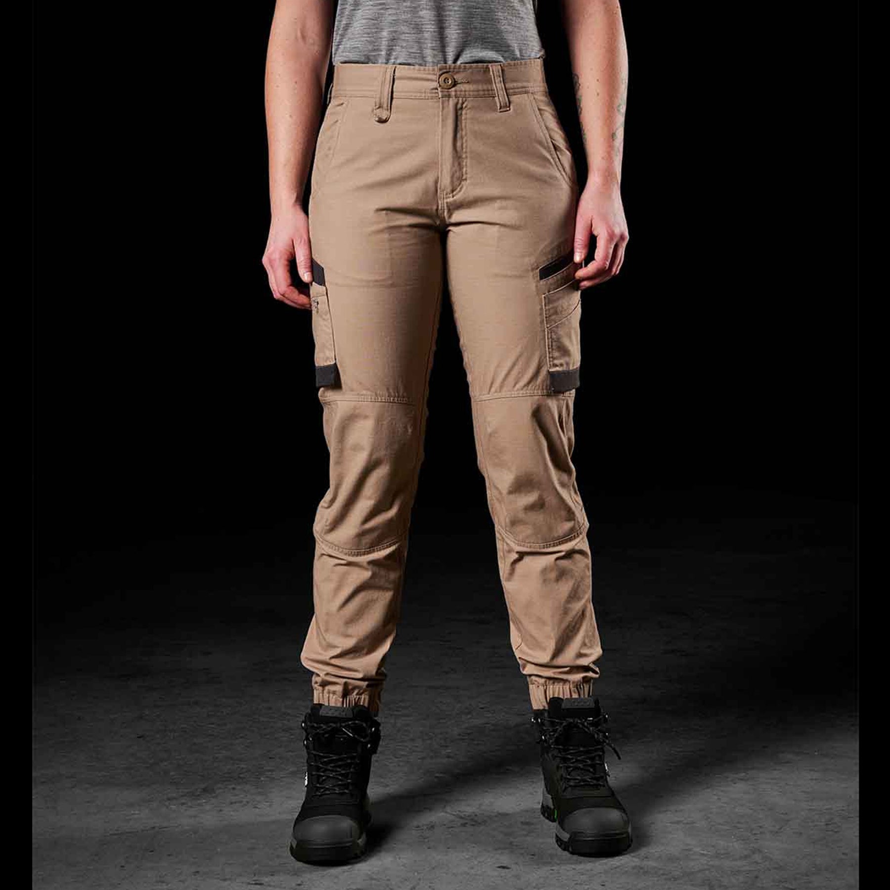 fxd womens cuffed stretch work pant in khaki