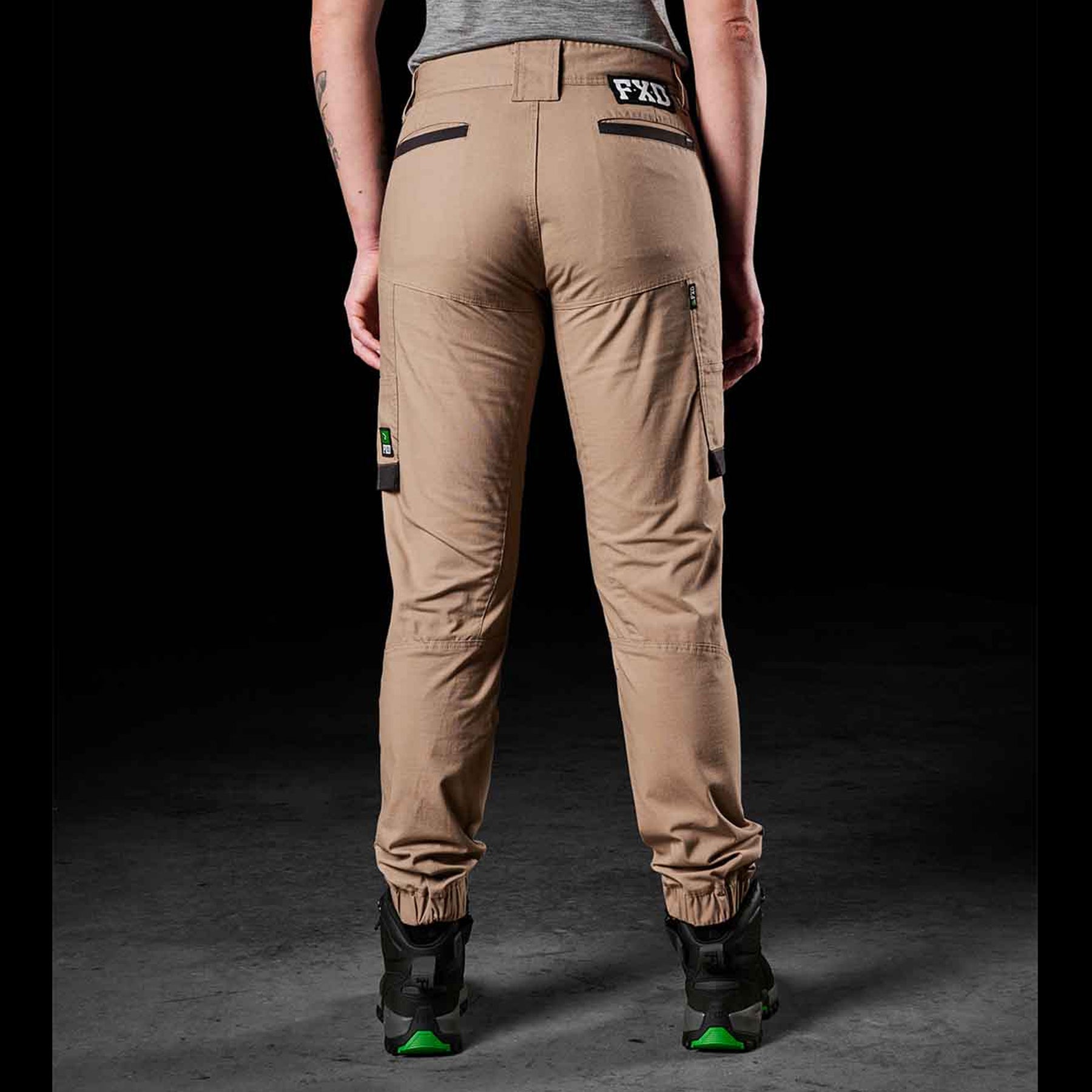 fxd womens cuffed stretch work pant in khaki