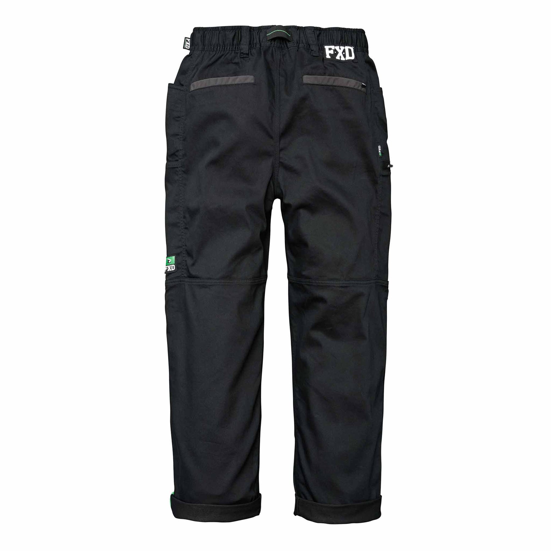 fxd elastic waist work pants in black