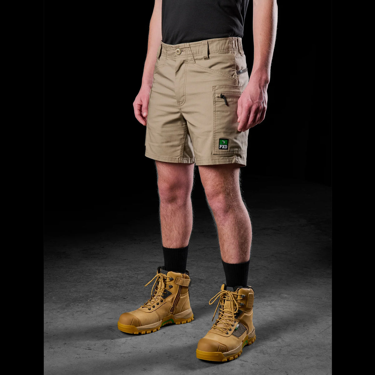 fxd stretch cargo shorts in khaki