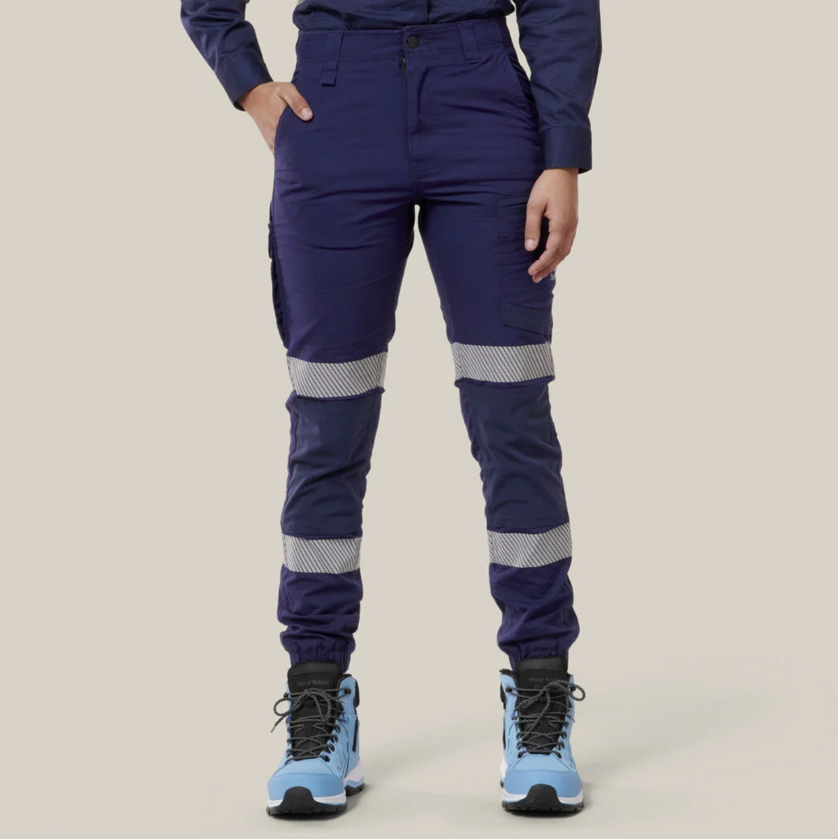 HARD YAKKA WOMEN'S RAPTOR CUFFED PANT WITH TAPE IN NAVY