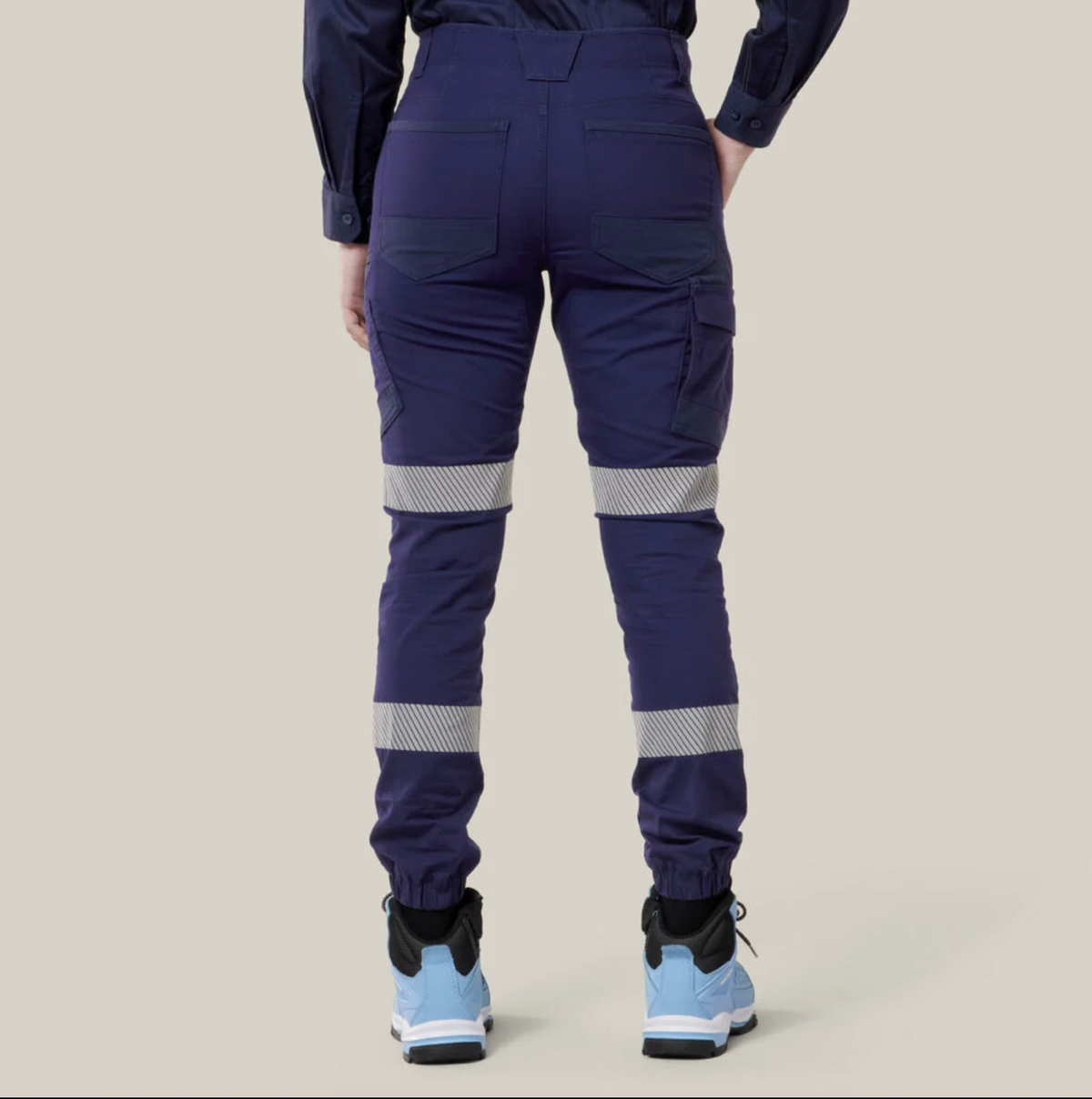 HARD YAKKA WOMEN'S RAPTOR CUFFED PANT WITH TAPE IN NAVY