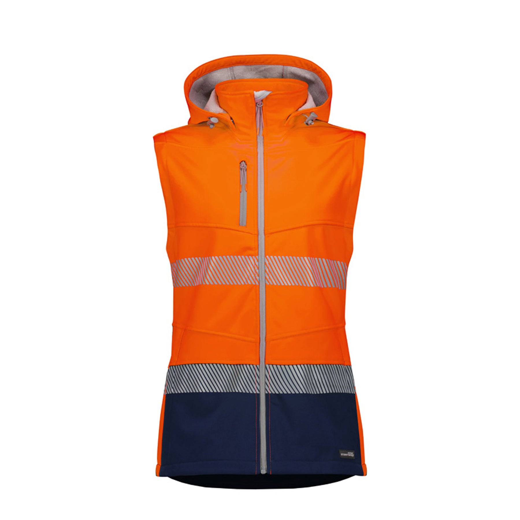 syzmik womens streetworx 2 in 1 stretch softshell jacket in orange navy