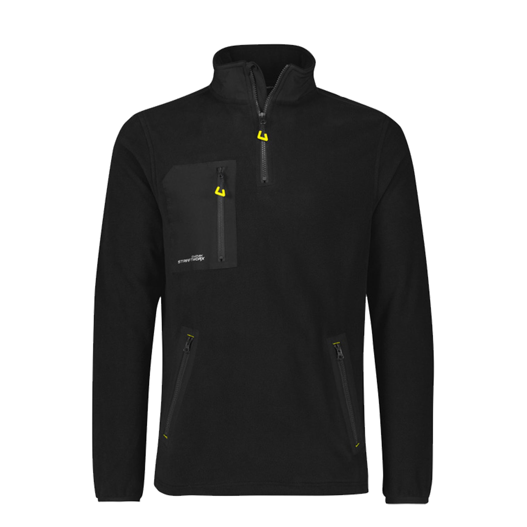 streetworx lightweight 1/4 zip polar fleece in black