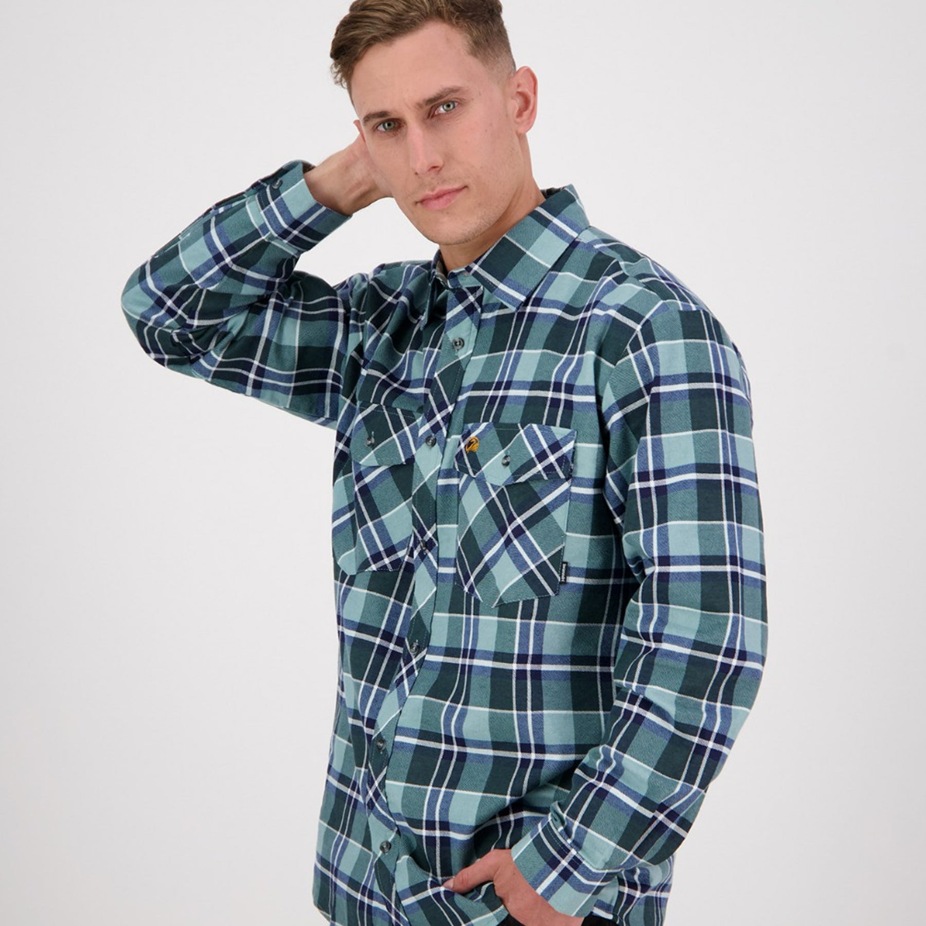 swanndri egmont full placket shirt in sage