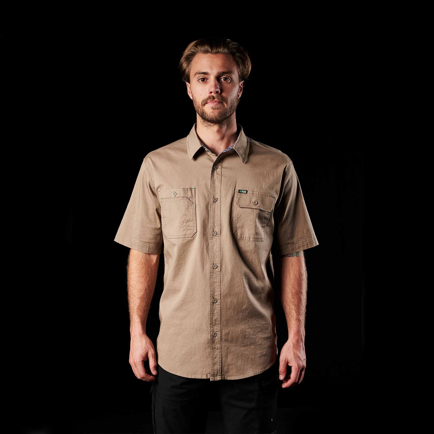 fxd short sleeve work shirt in khaki