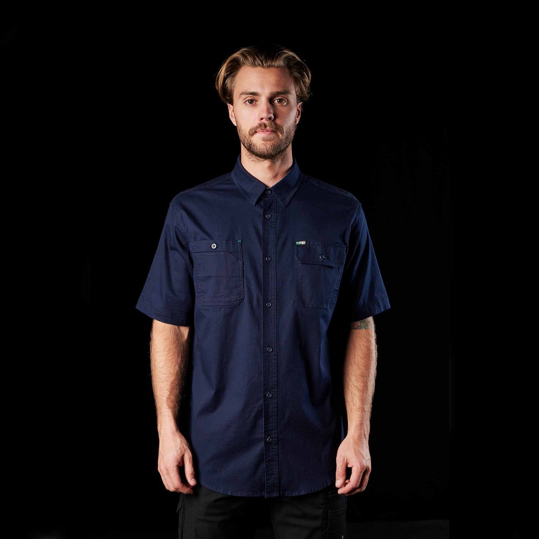 fxd short sleeve work shirt in navy