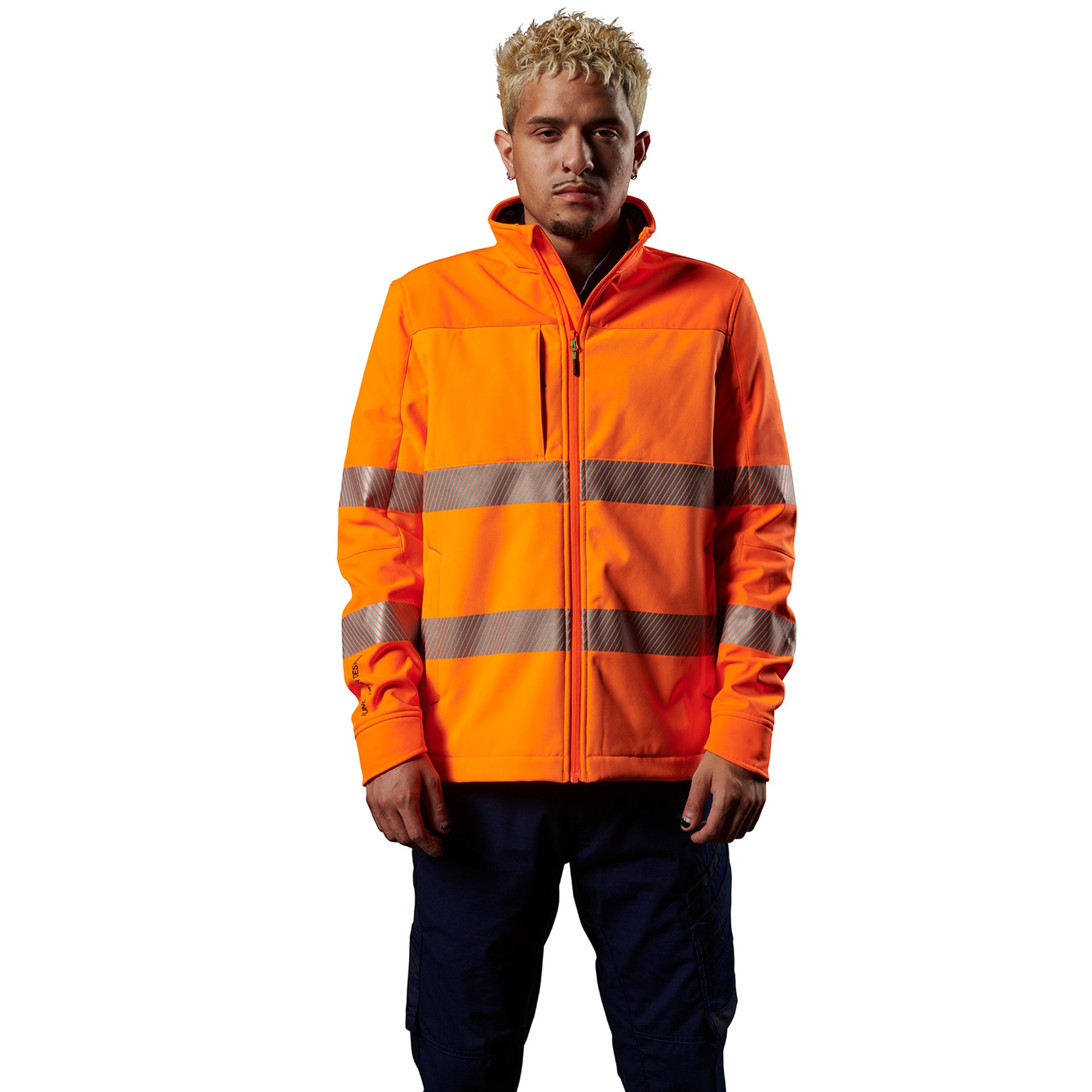 fxd hi vis soft shell tape work jacket in hi vis orange