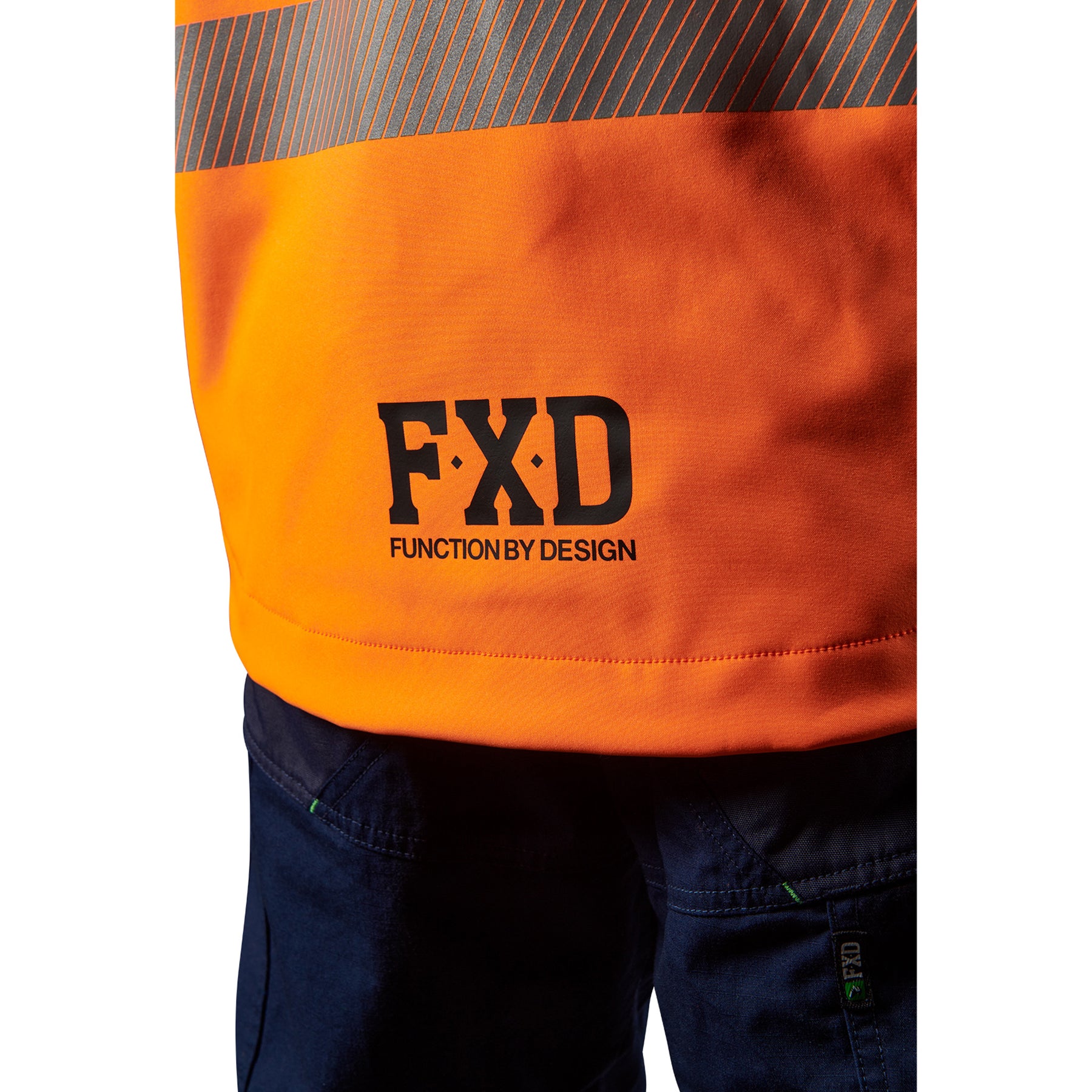 fxd hi vis soft shell tape work jacket in hi vis orange