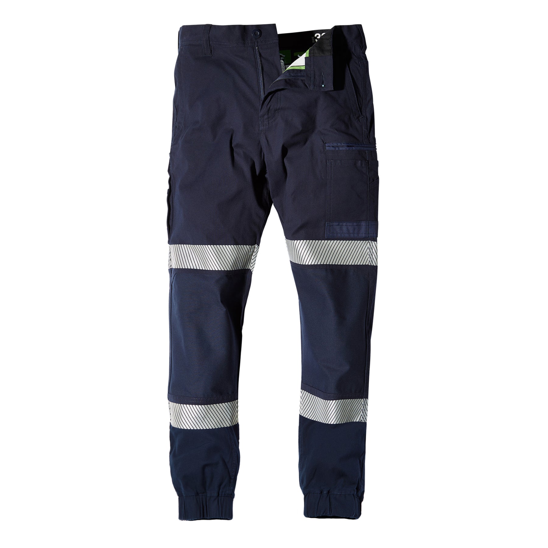 fxd reflective cuffed work pants in navy