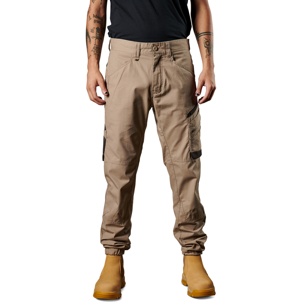 fxd cuffed stretch ripstop work pants in khaki