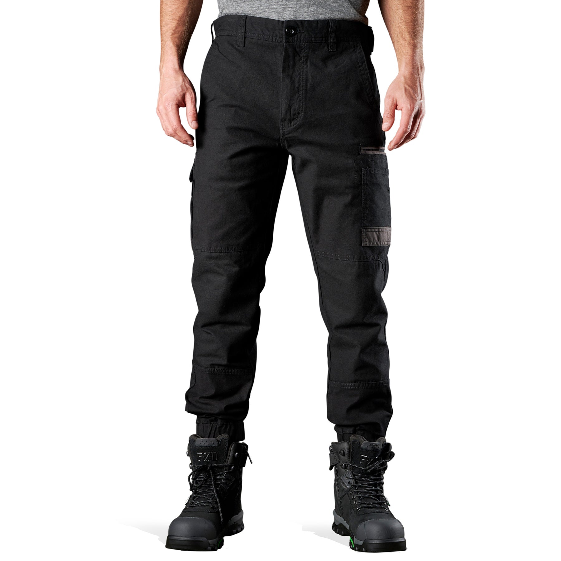 fxd stretch cuffed work pants in black