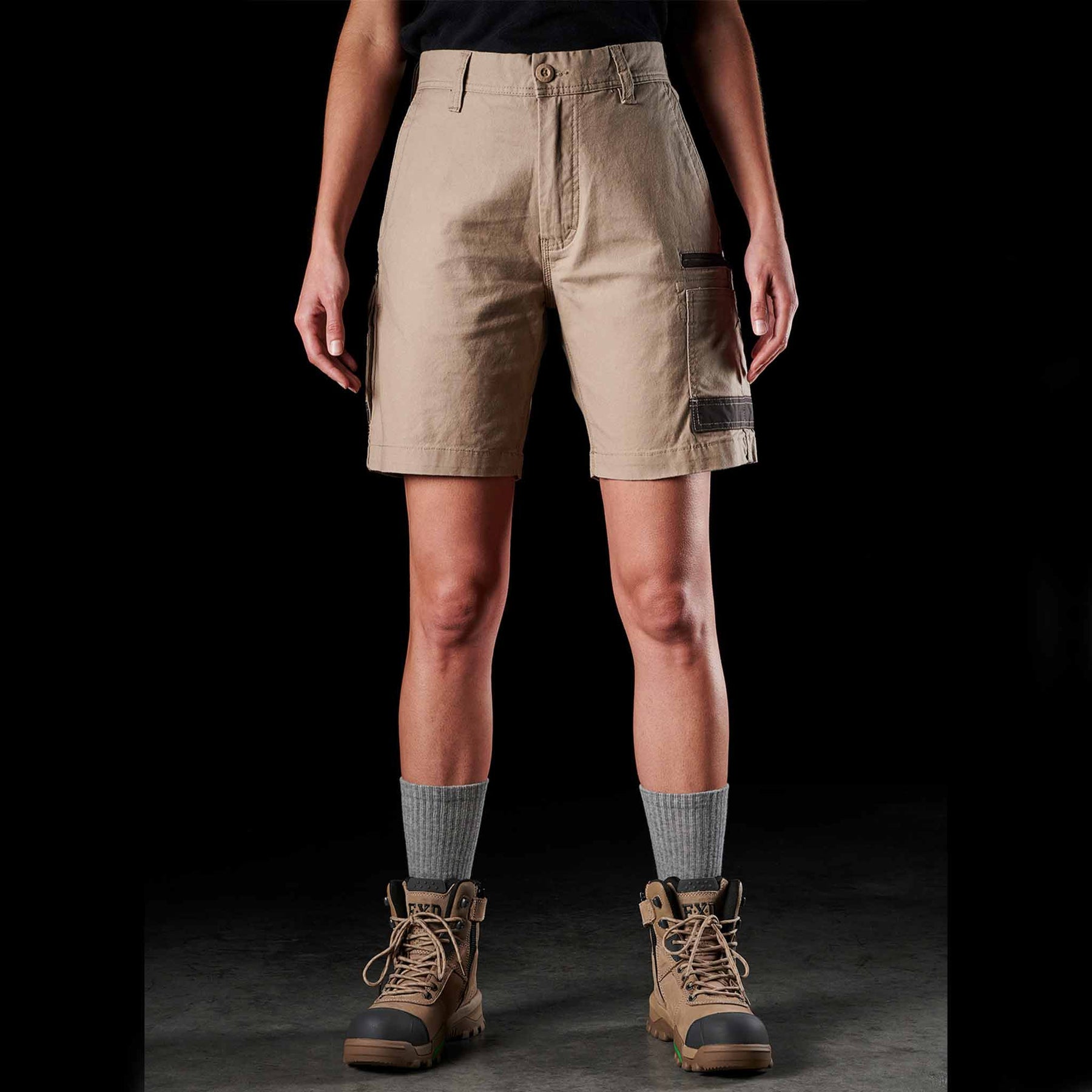 fxd womens stretch work shorts in khaki