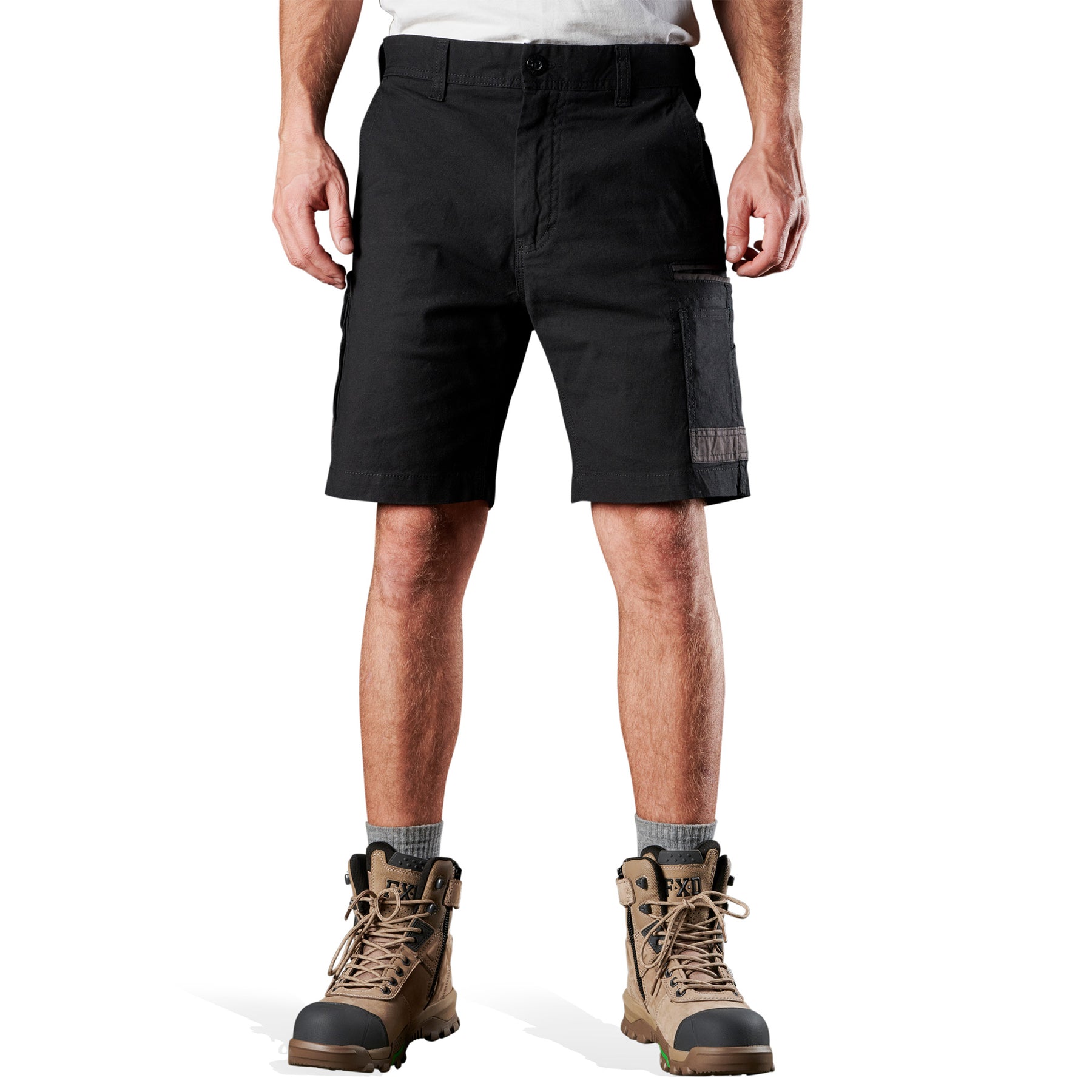 fxd stretch canvas work shorts in black