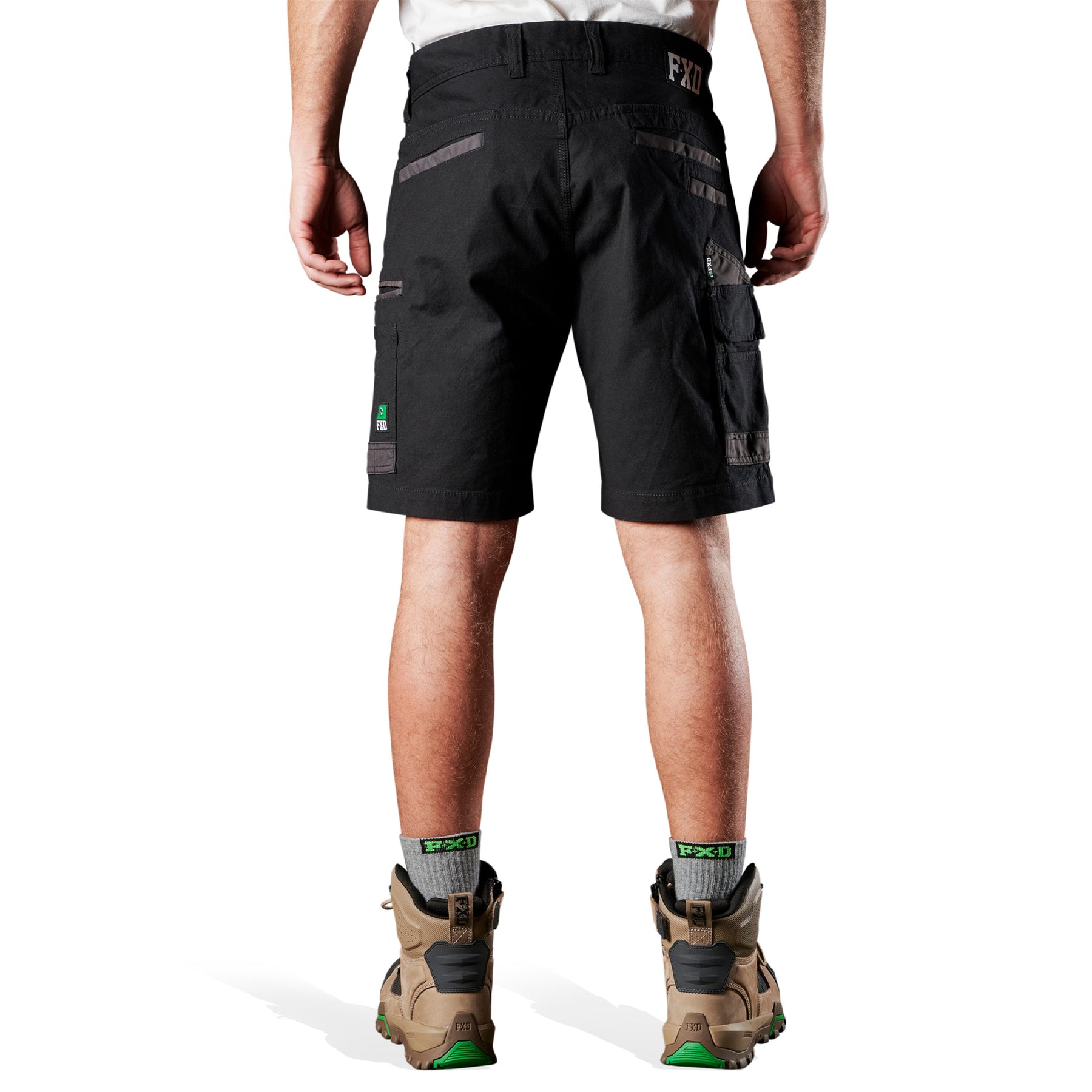 fxd stretch canvas work shorts in black