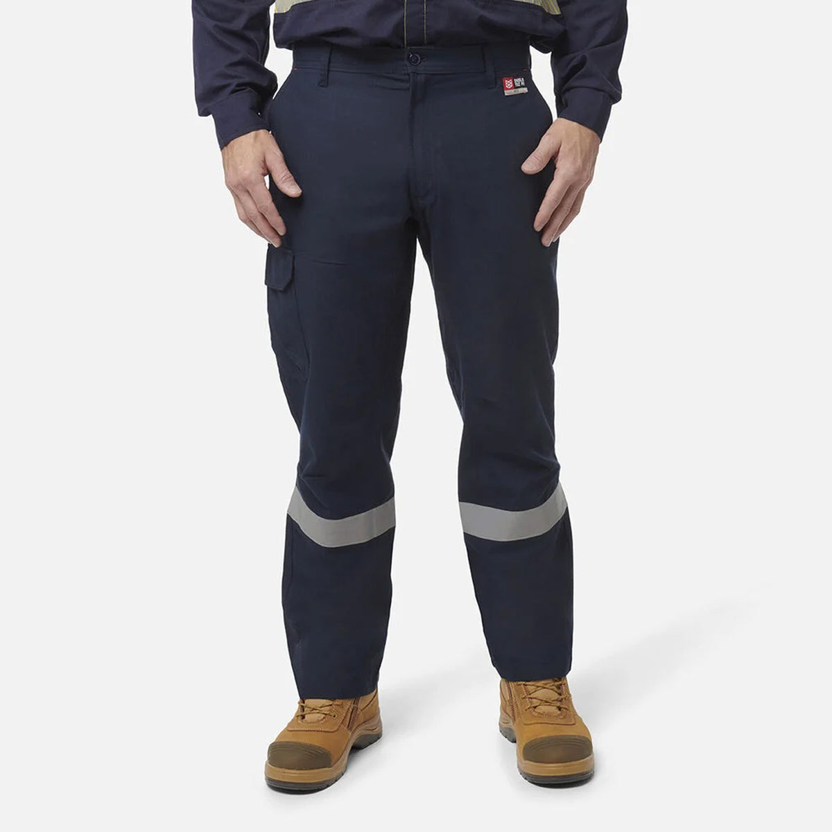 HARD YAKKA SHIELDTEC FR FLAT FRONT TAPED CARGO PANT PPE IN NAVY
