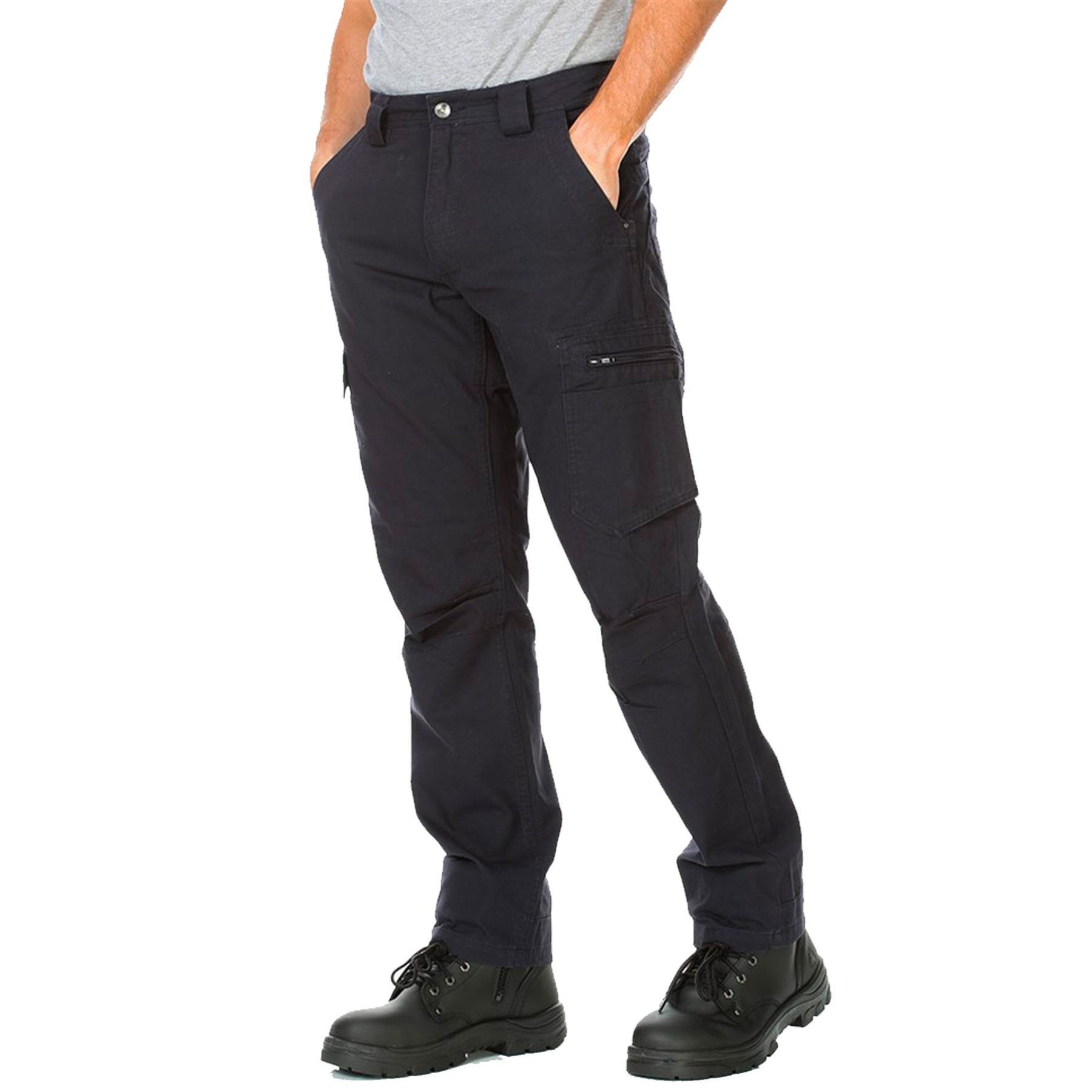 cotton canvas narrow cargo pants in navy