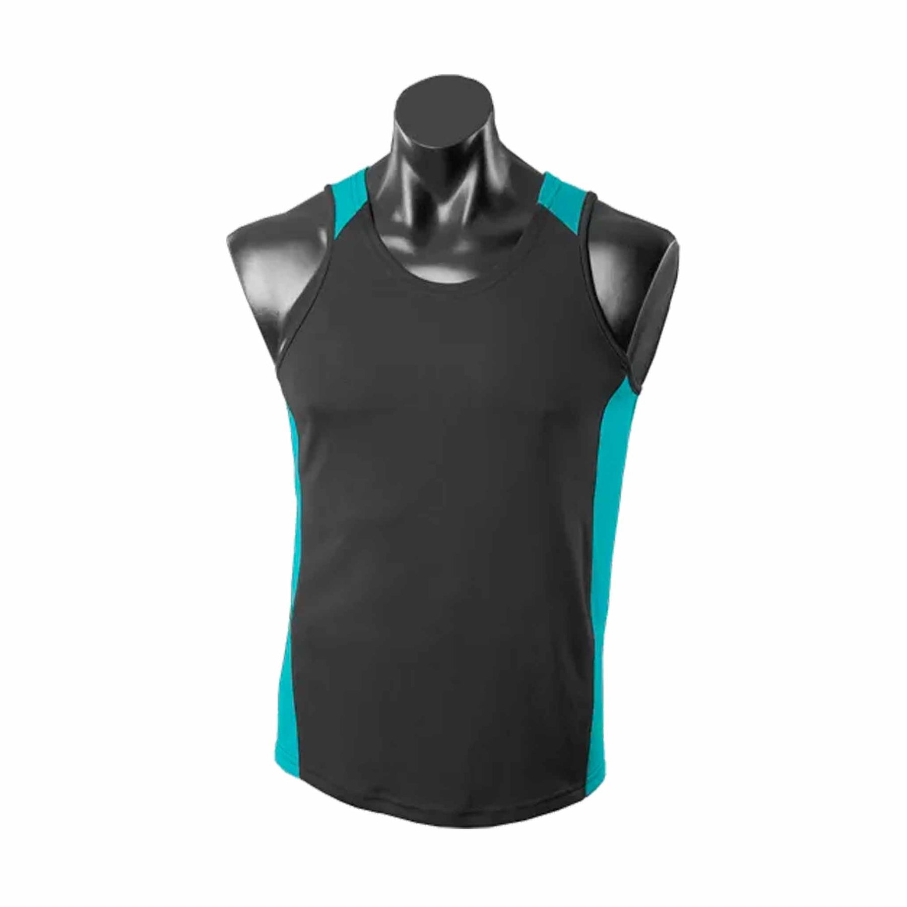 aussie pacific mens premier singlets in black teal