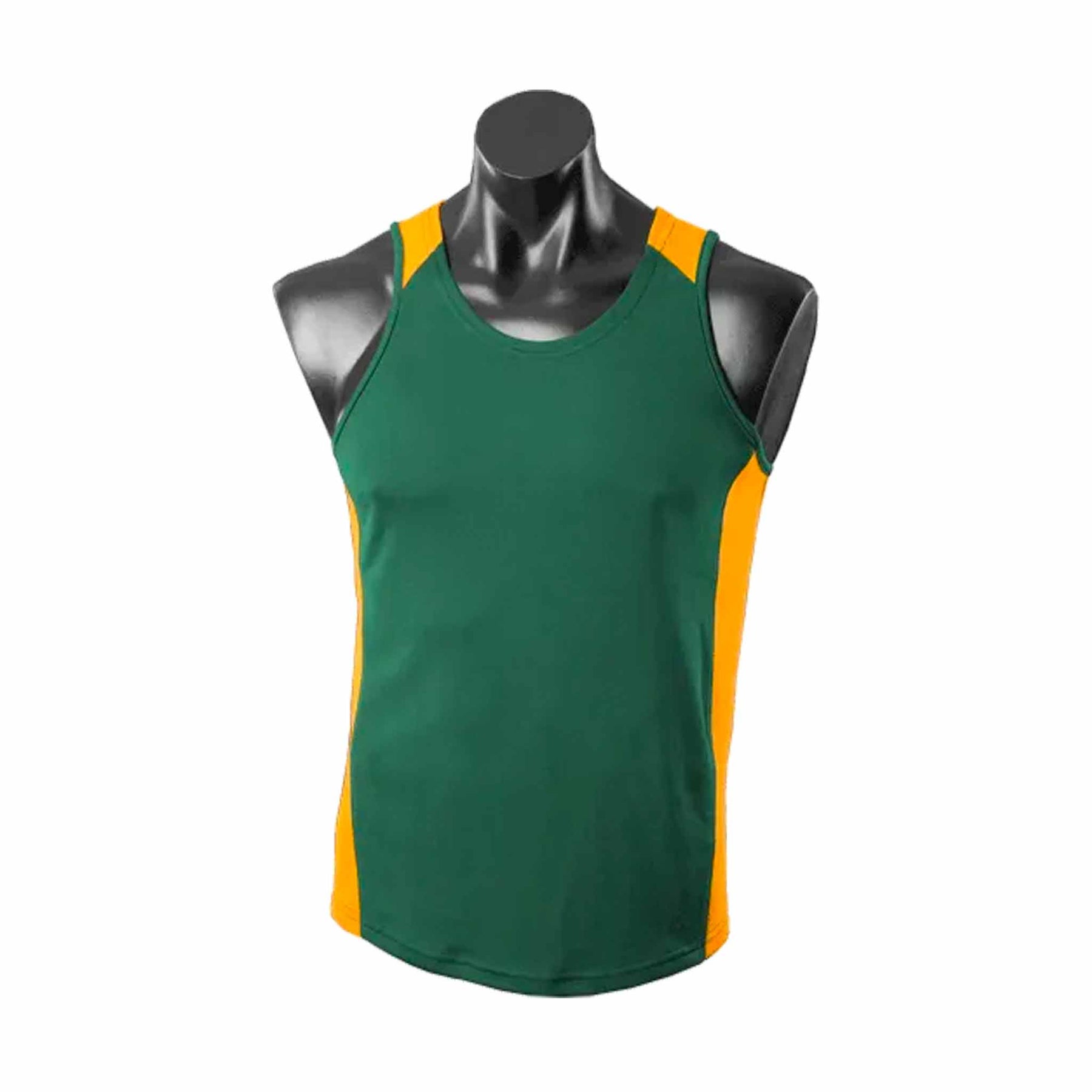 aussie pacific mens premier singlets in bottle gold