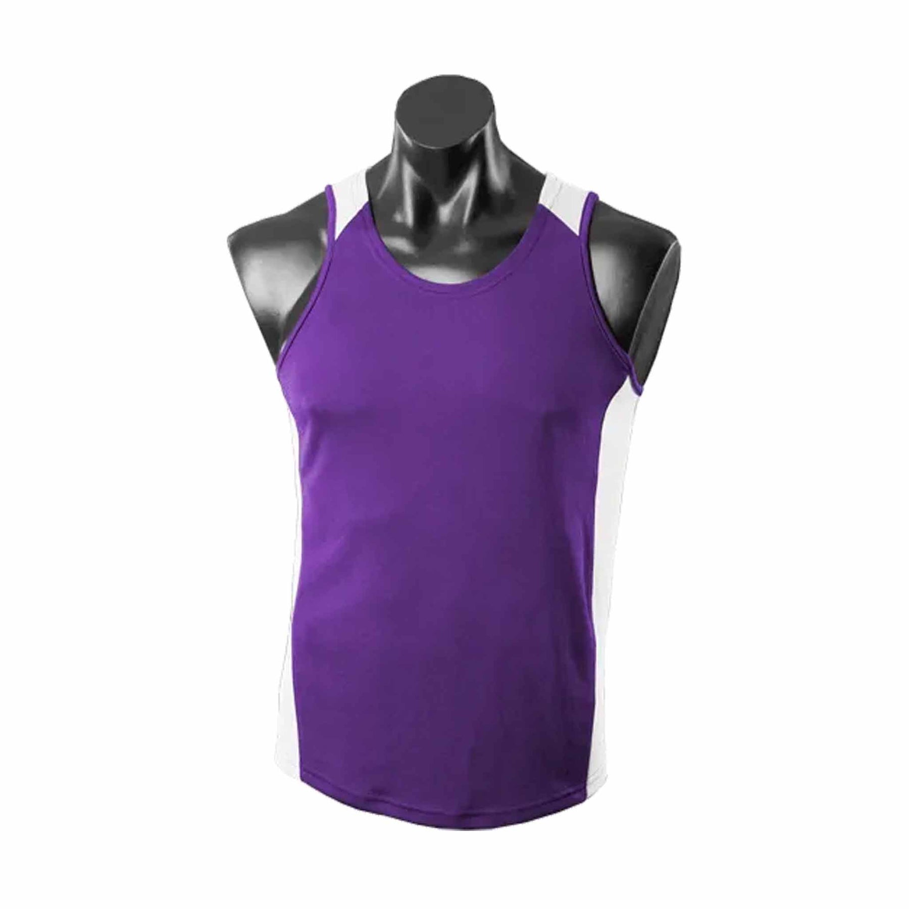 aussie pacific mens premier singlets in purple white