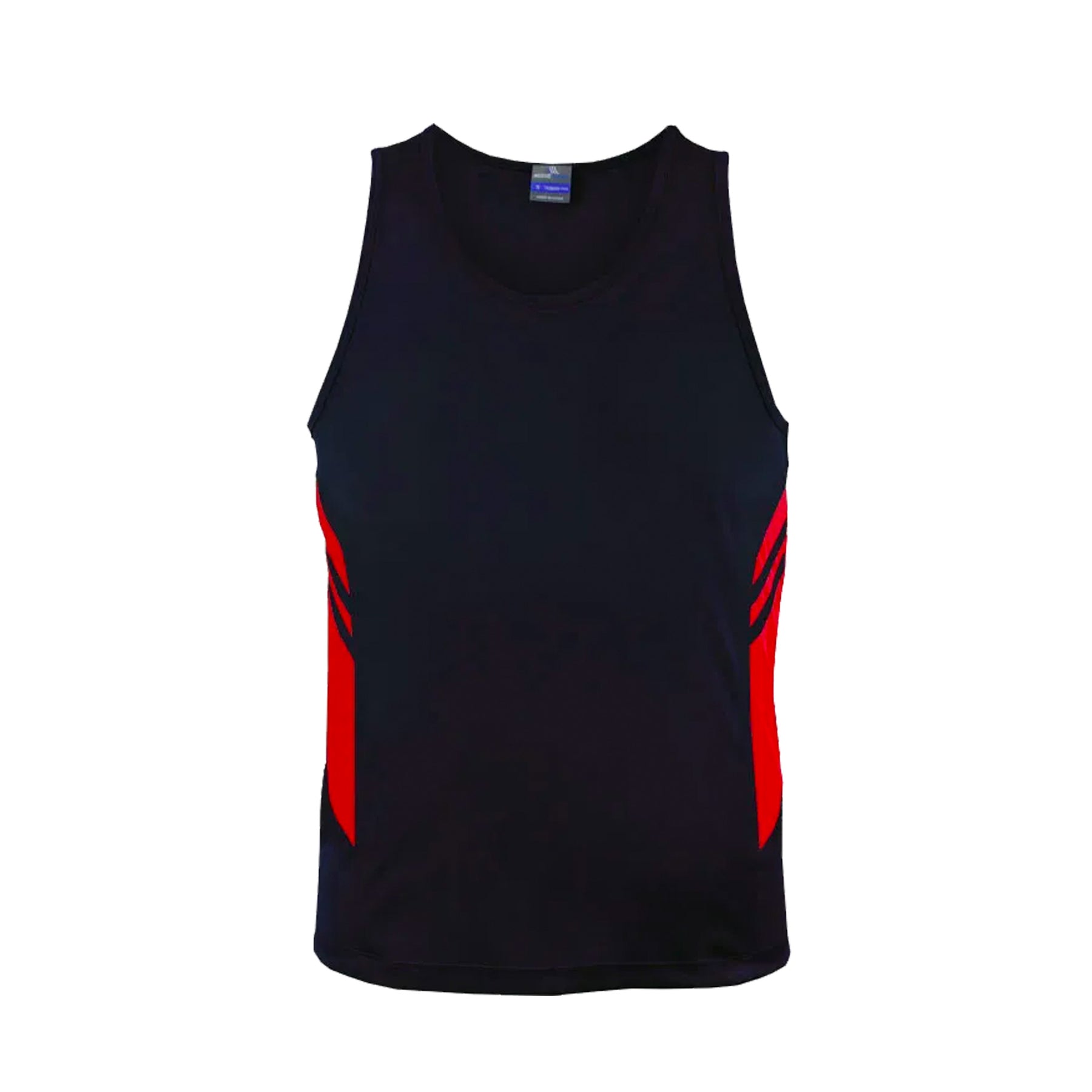 tasman mens singlets in navy red