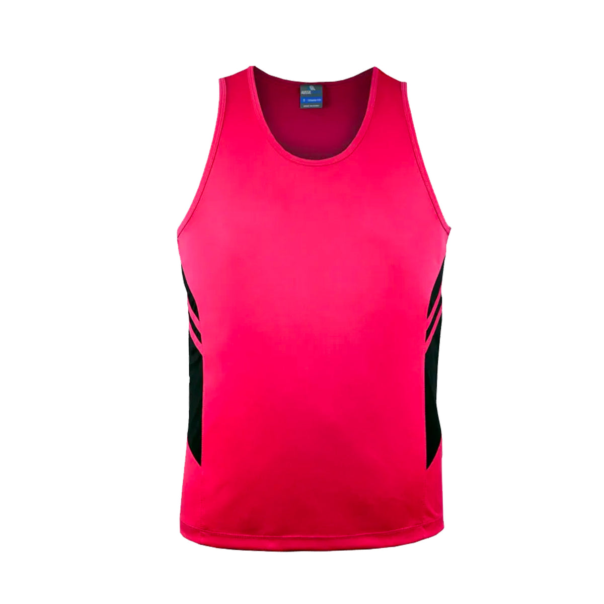 tasman mens singlet in neon pink black