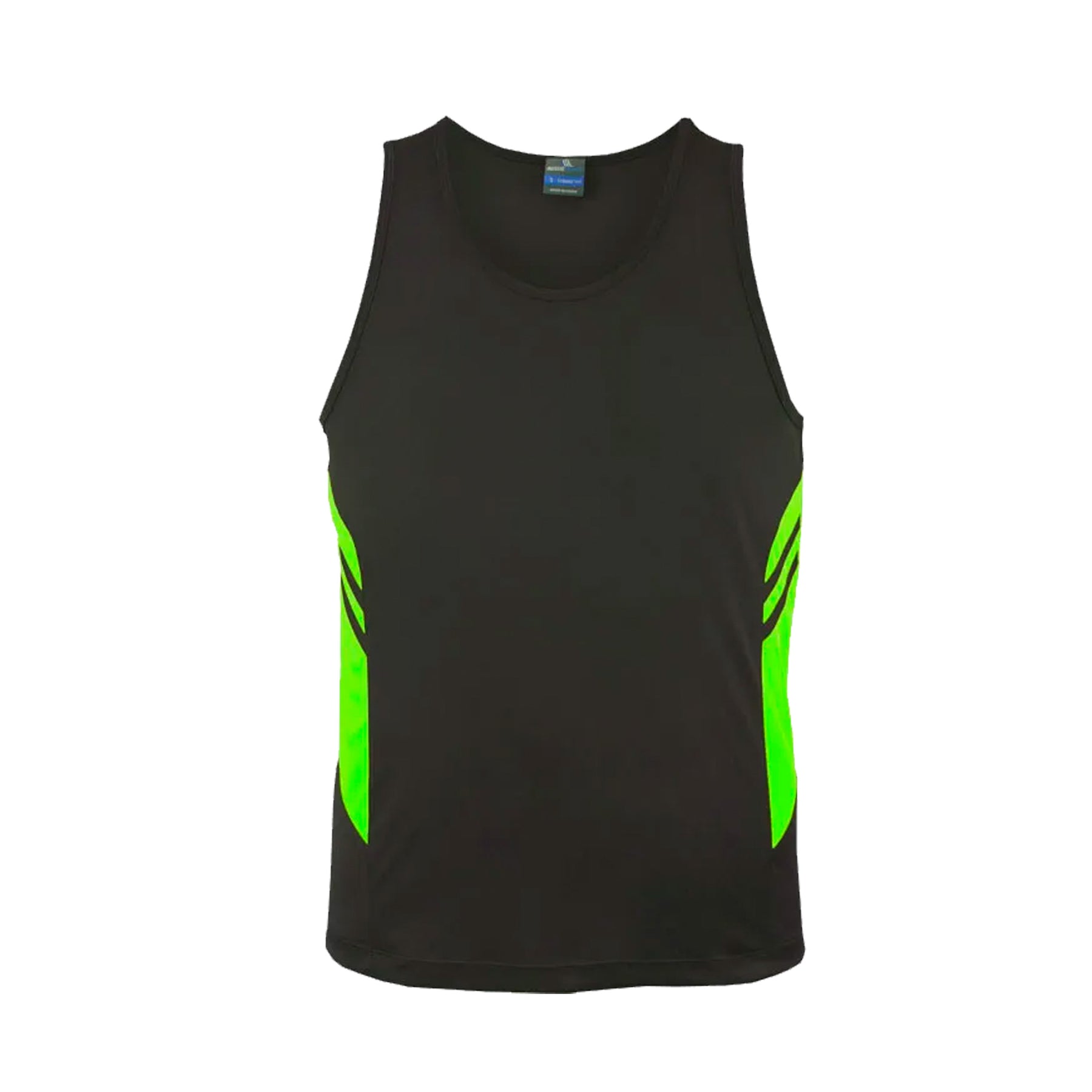 tasman mens singlet in slate neon green