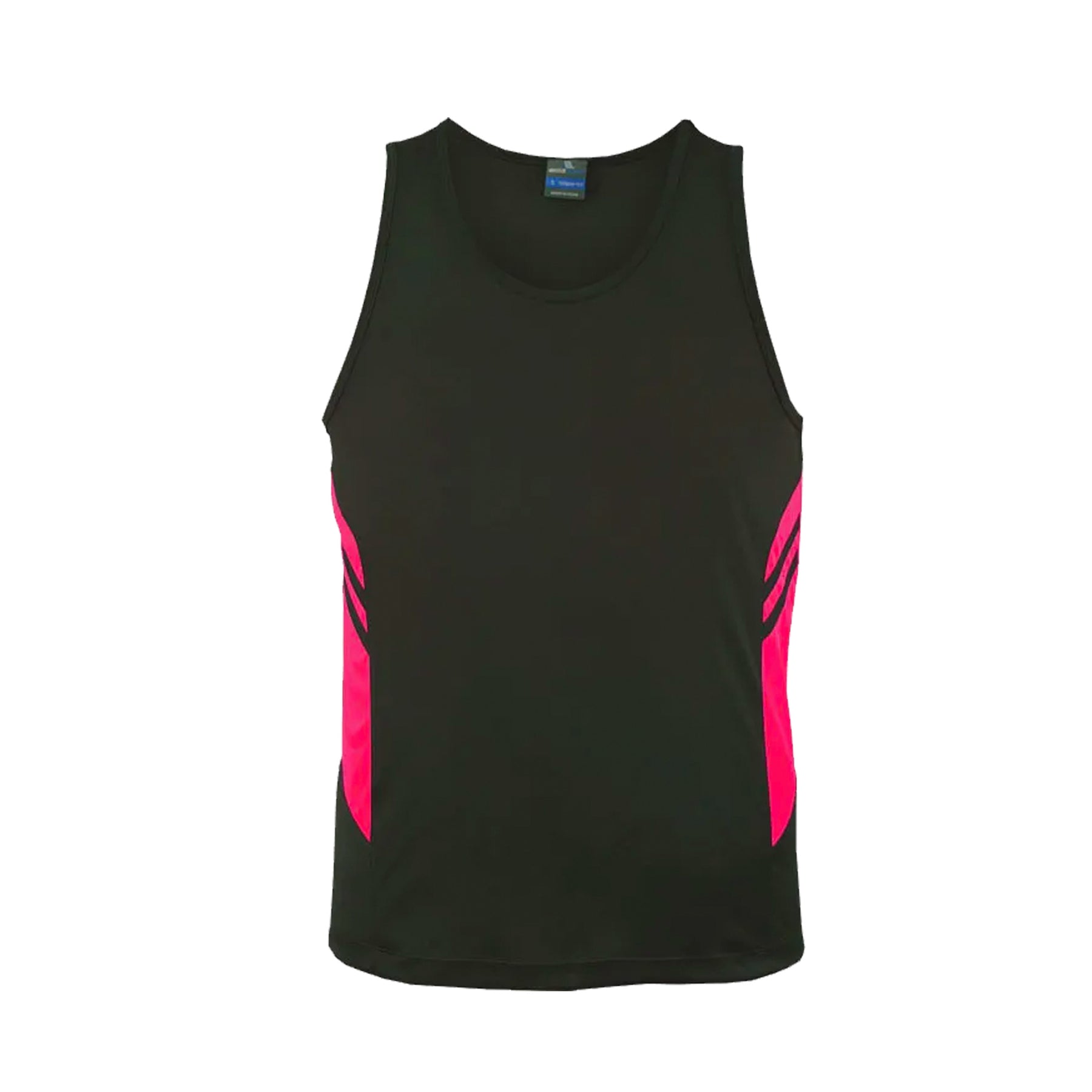 tasman mens singlet in slate neon pink