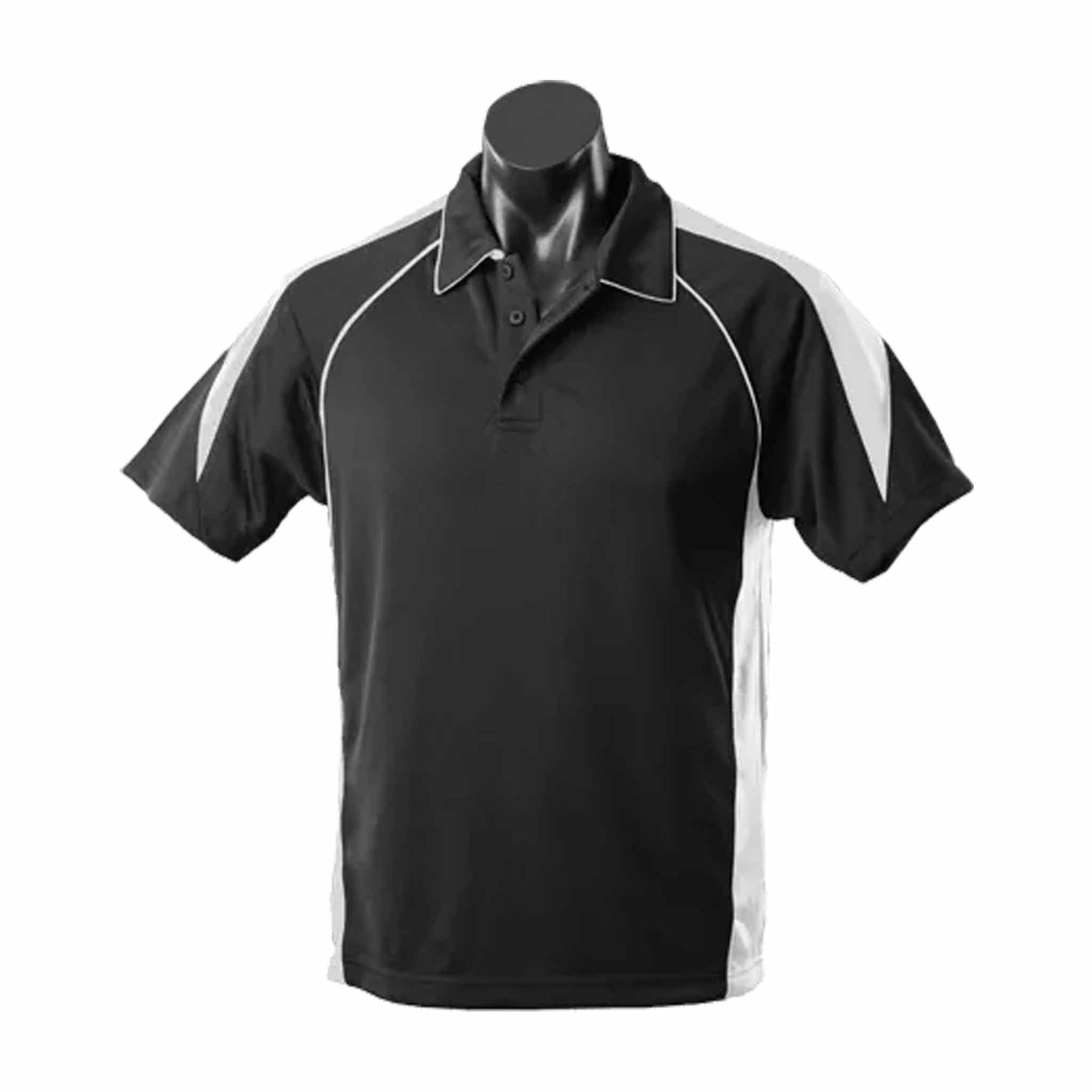 PREMIER MENS POLOS - BLACK/ASSORTED CONTRAST COLOUR - 1301