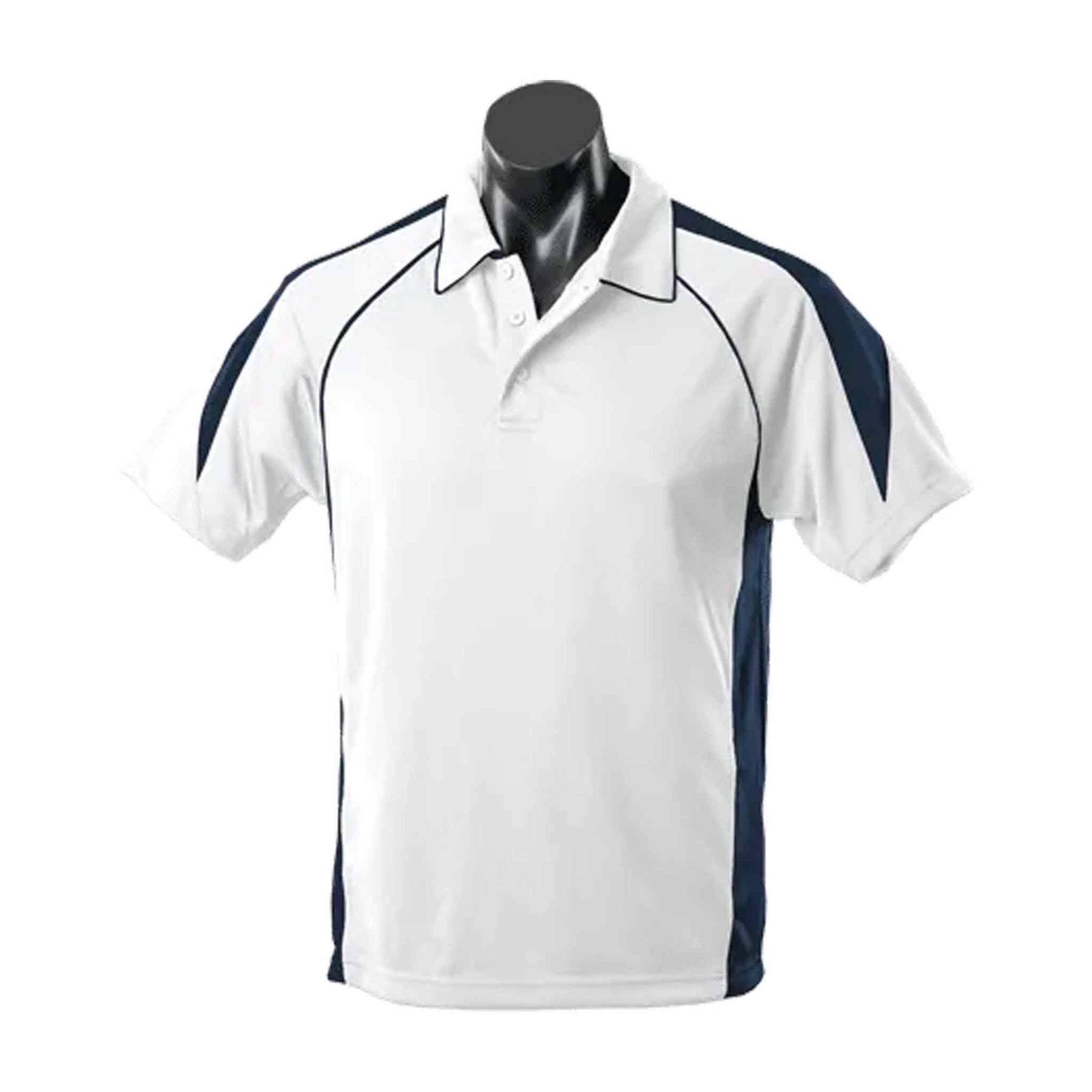 aussie pacific premier mens polo in white navy