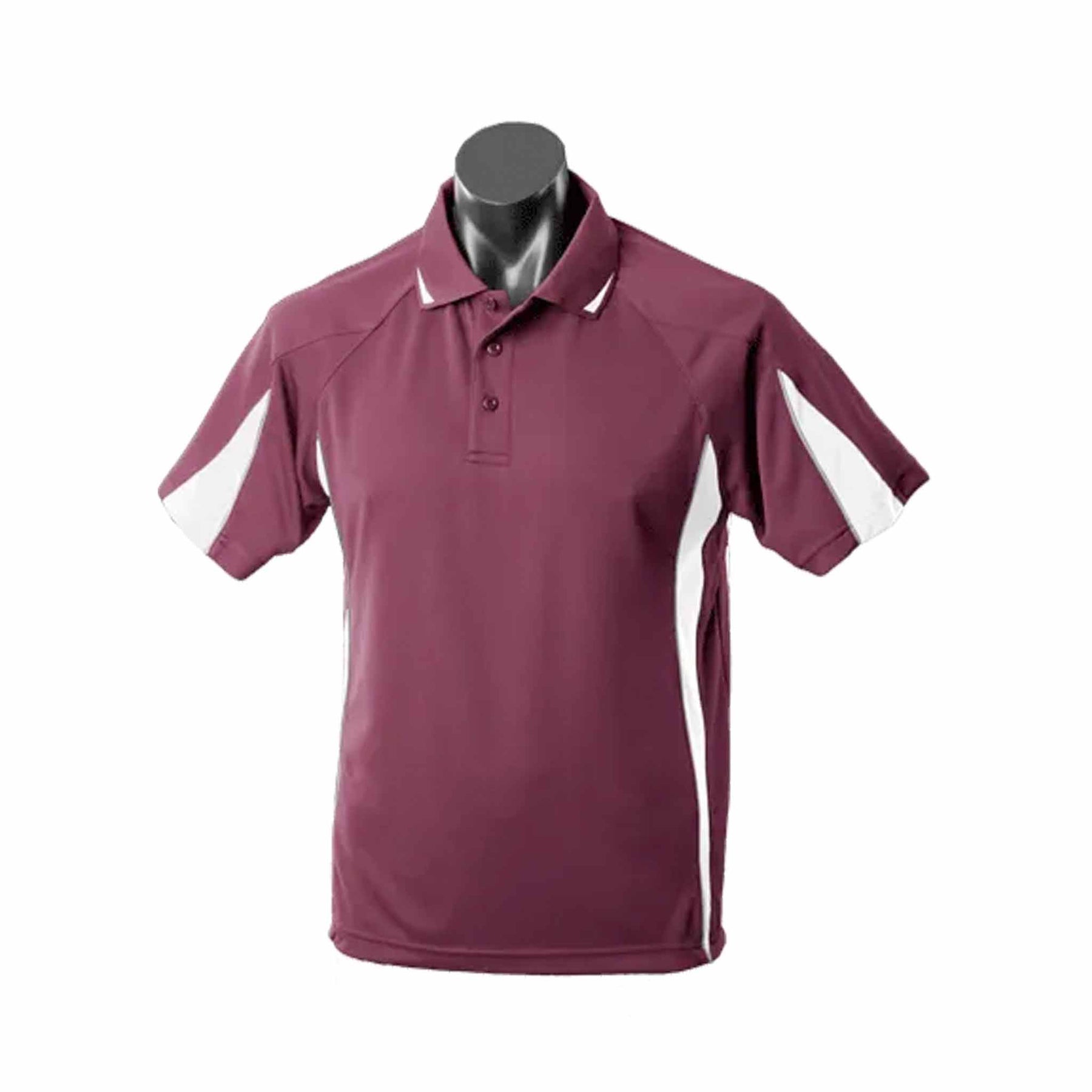 aussie pacific eureka mens polo in maroon white